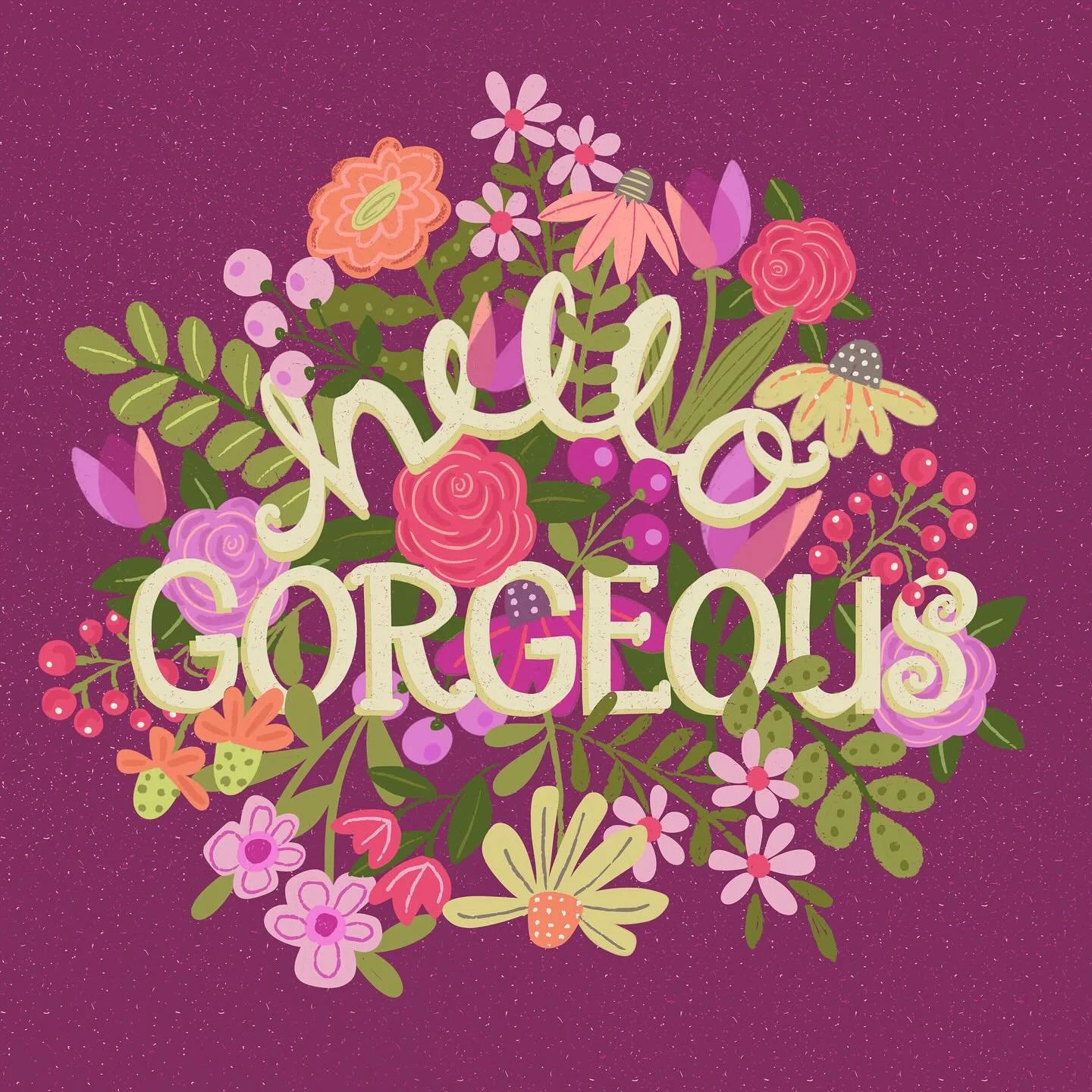 Hello Gorgeous! Playing with a new color palette. What do you think? 🤔. #procreateartist #letteringandflowers