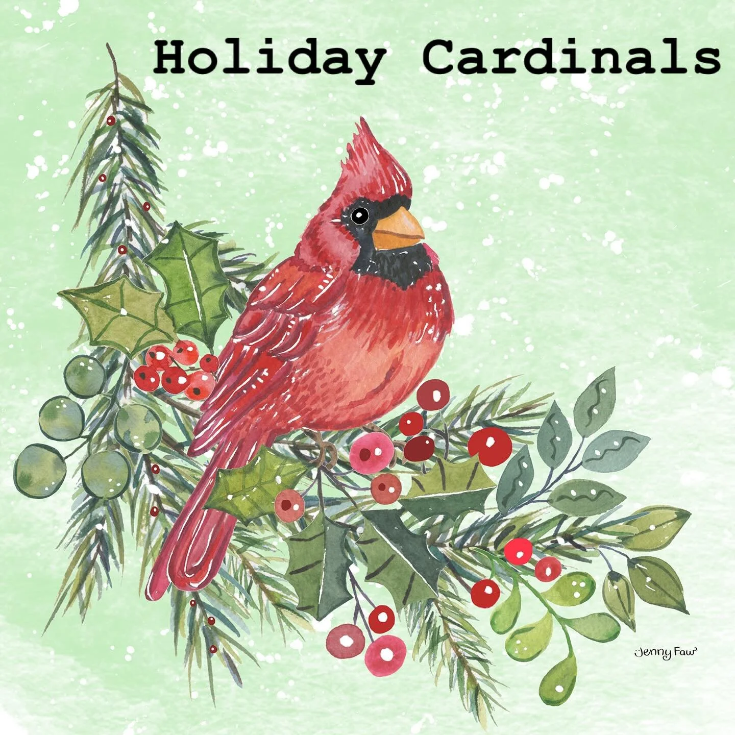 I never used to like creating red and green artwork, but this was kind of fun! Any caption ideas? My fave is the pink background Cardinal. What&rsquo;s yours? 🎄