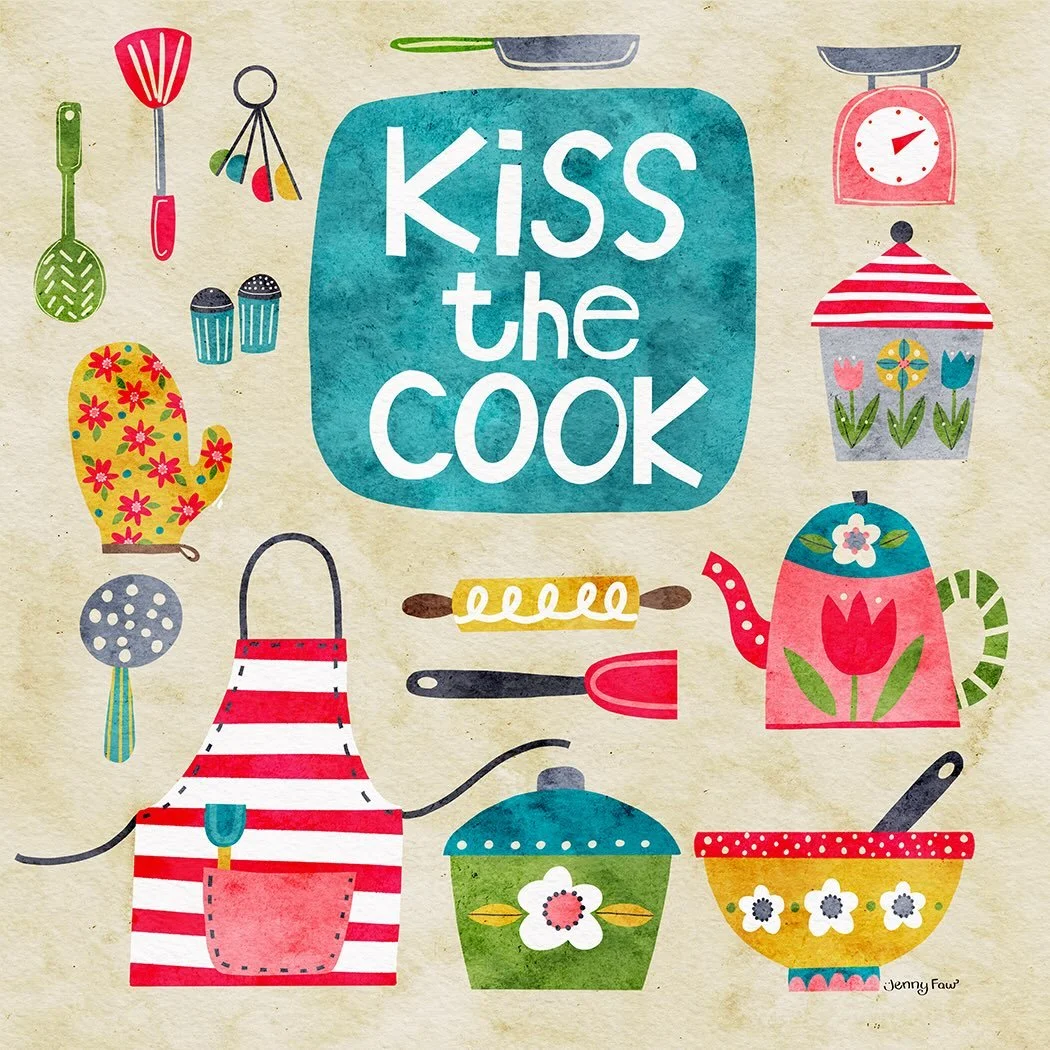 I am having fun with this kitchen theme! When my agent suggested a &ldquo;utensils&rdquo; theme I groaned! Now I like the idea. Any suggestions for a title of this group? &ldquo;Utensils&rdquo; is not working.