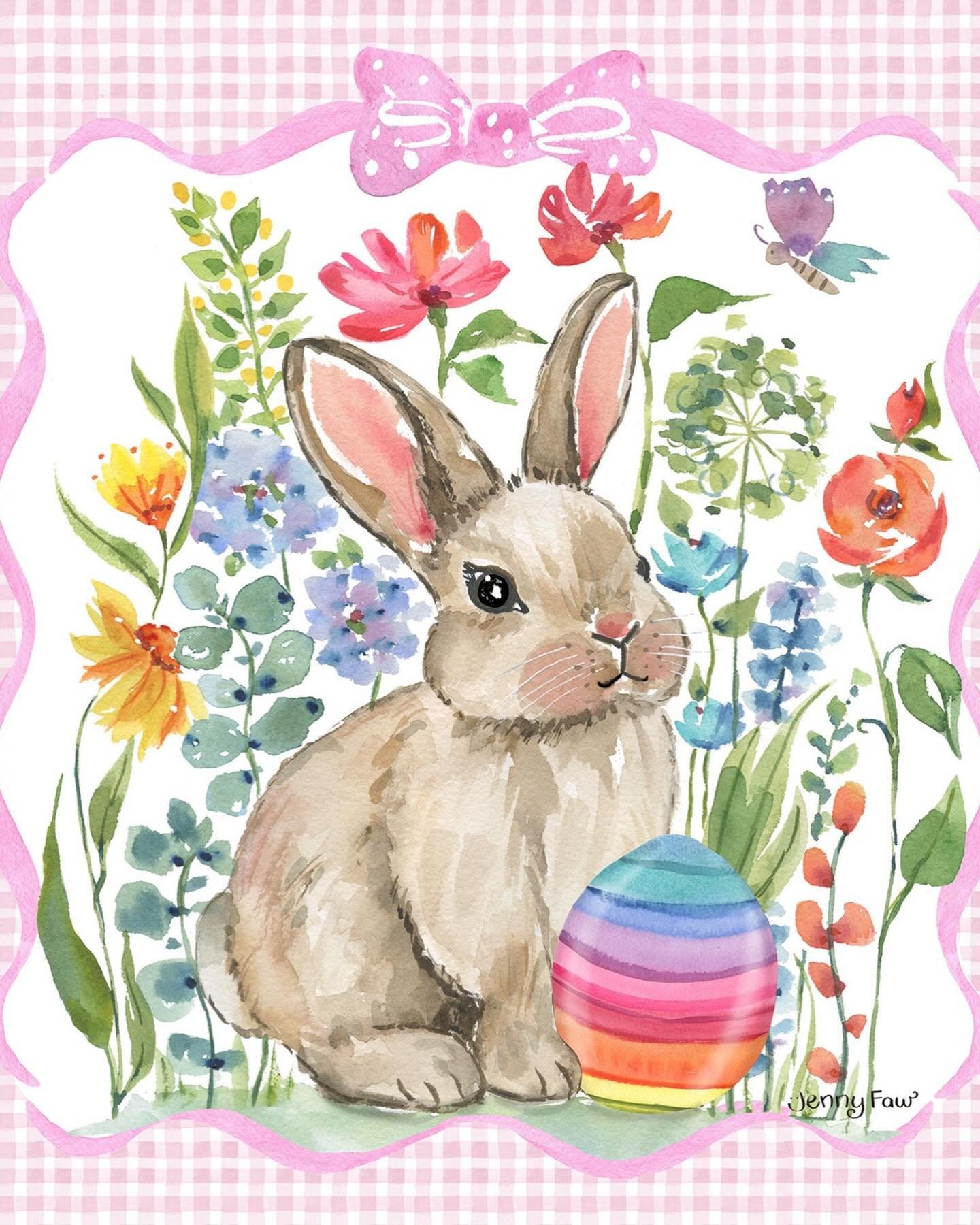 After a wicked nor&rsquo;Easter on Cape Cod- it feels good to work on Easter and dream of spring! 🐣🪻🌸🌹. #easterillustration #easterbunny #licensedtocreate