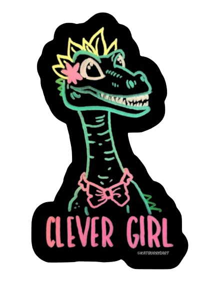 Raptor Dinosaur Vinyl Sticker | "Clever Girl" Quote