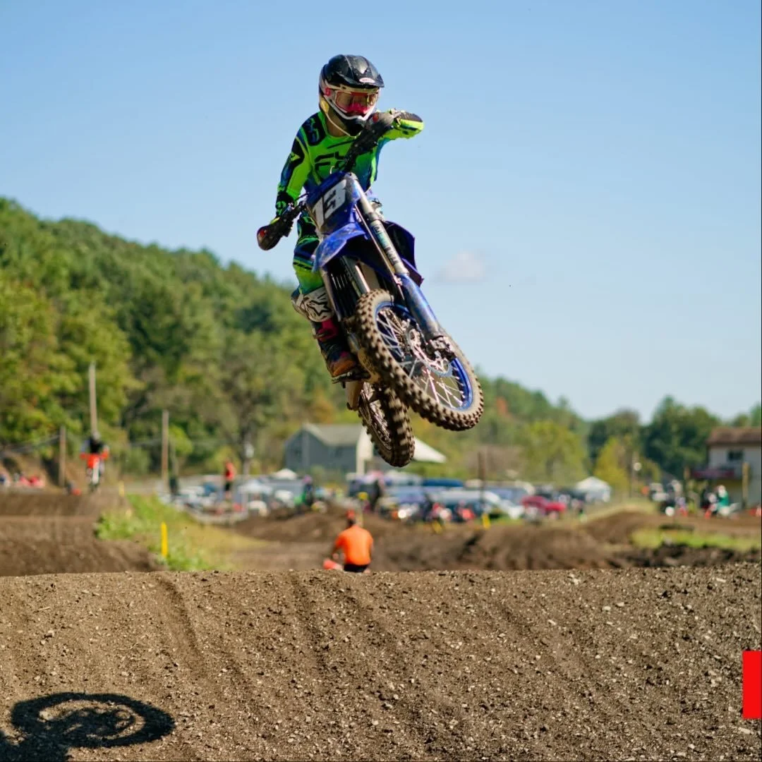 Brady Straub jumping his dirtbike during a race
