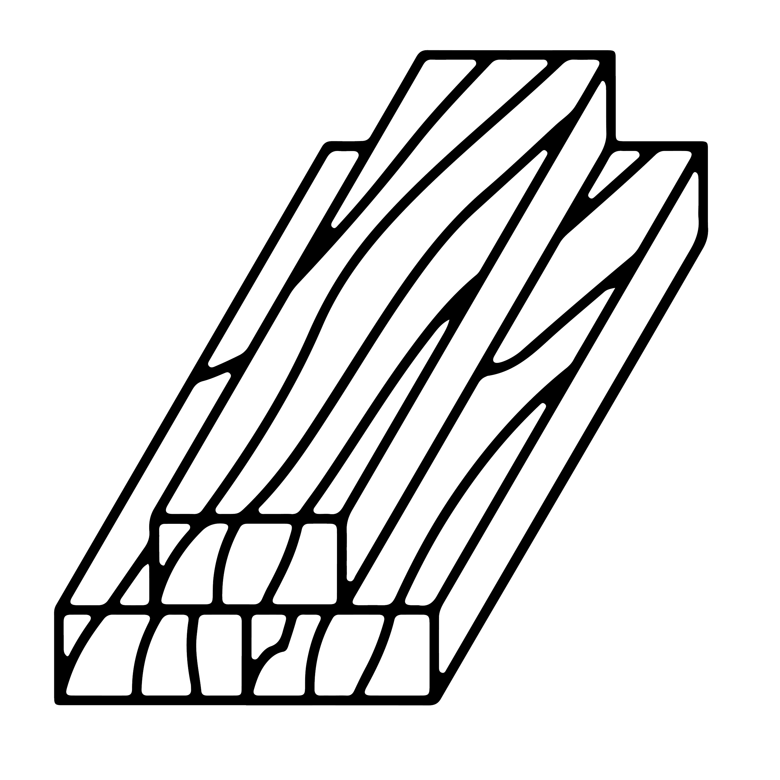 Skizze von Massivholz - Blockware gestapelt, schwarz-weiß, minimalistisch, technische Illustration.