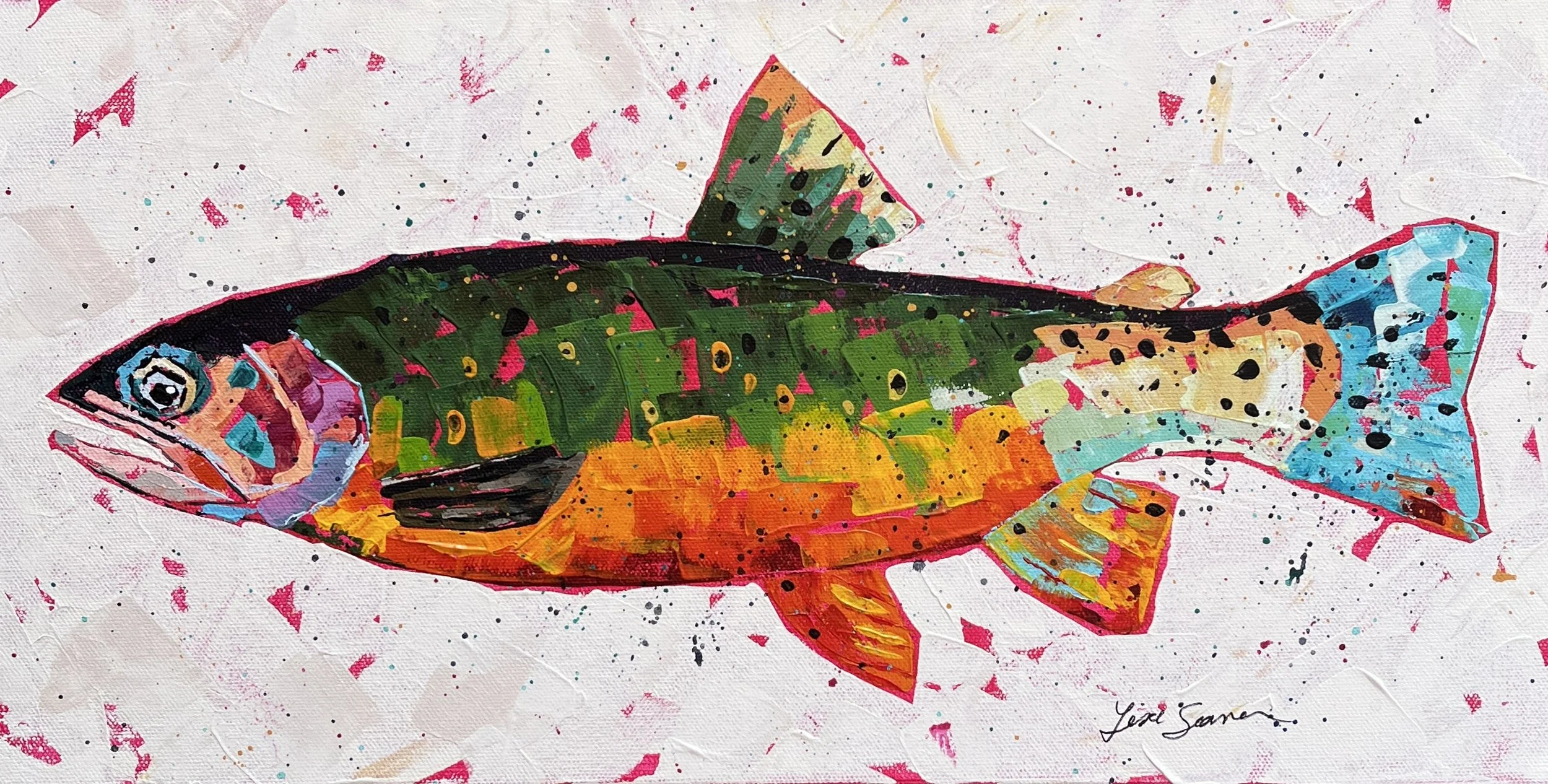Colorful trout painting