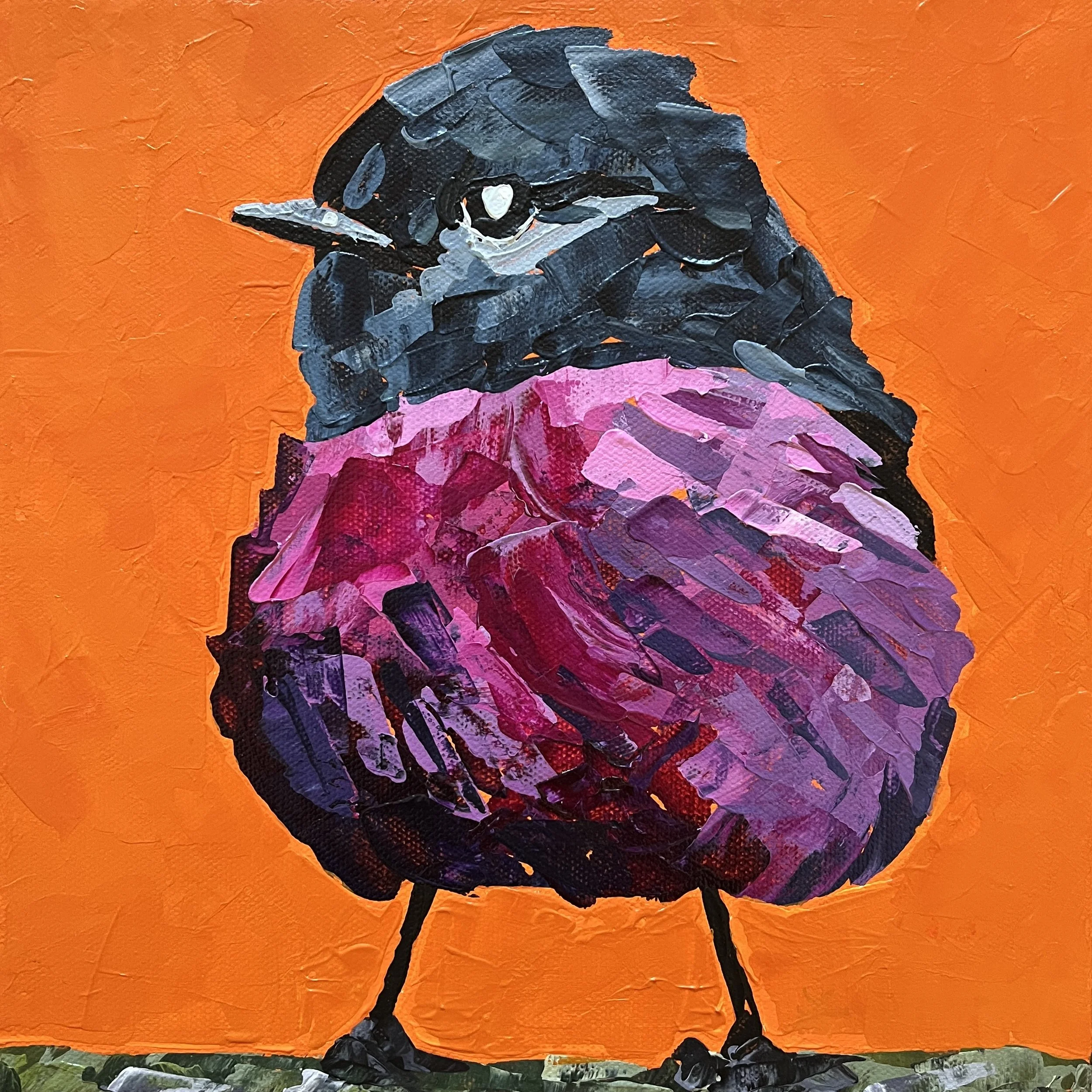 Pink robin painting by Lisa Seaman