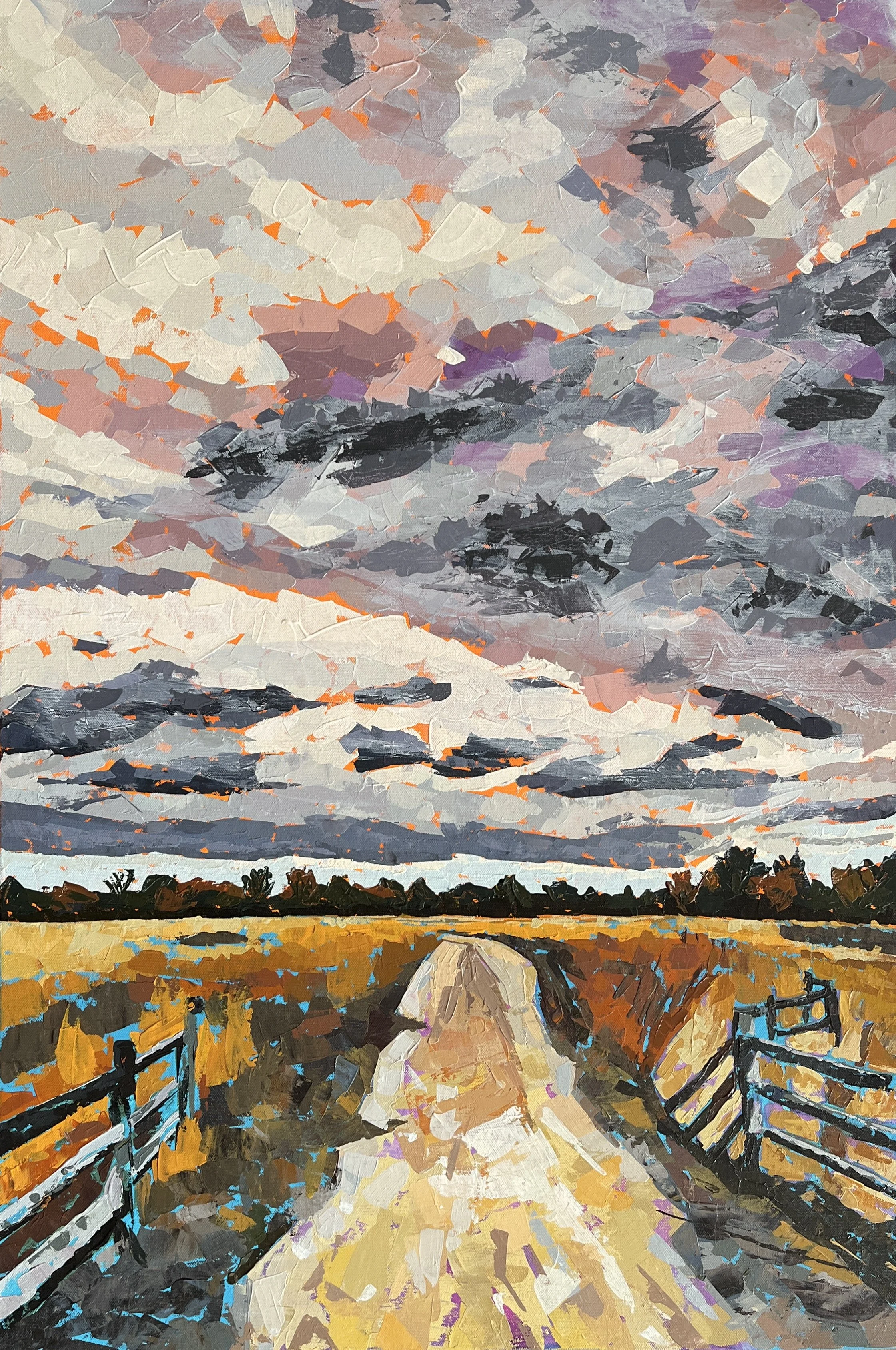 Trail and sky - painting by Lisa Seaman
