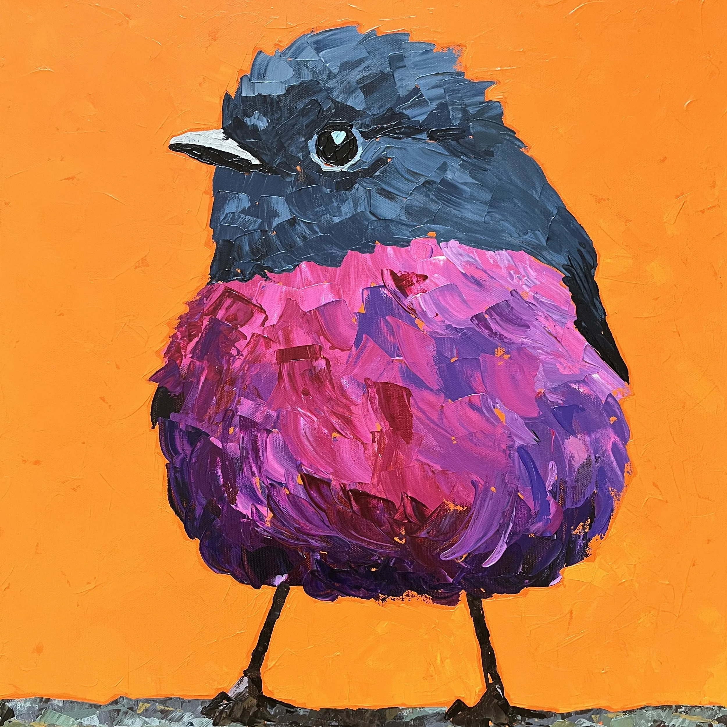 Pink Robin painting by Lisa Seaman