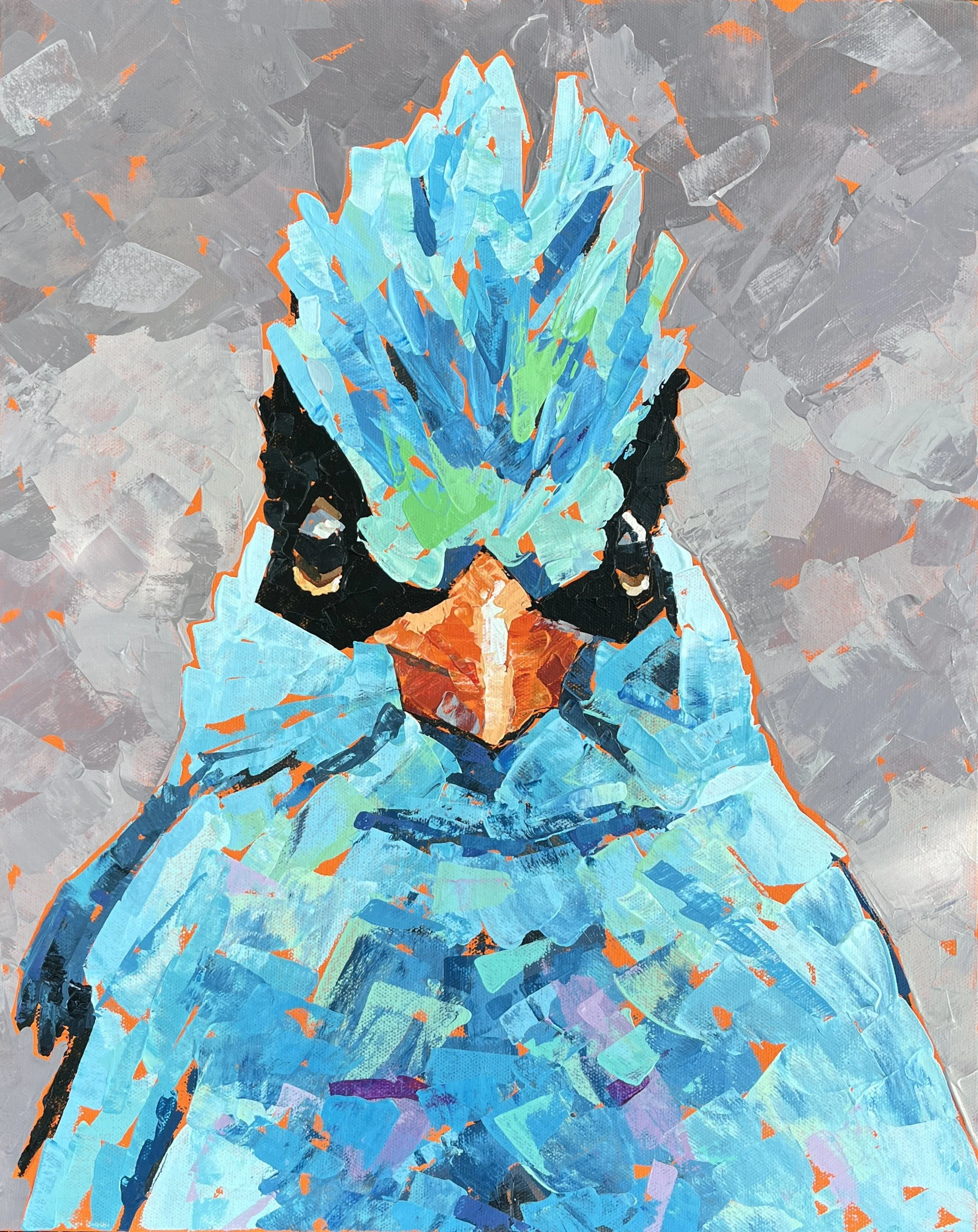 Javen green blue magpie looking right at yhou