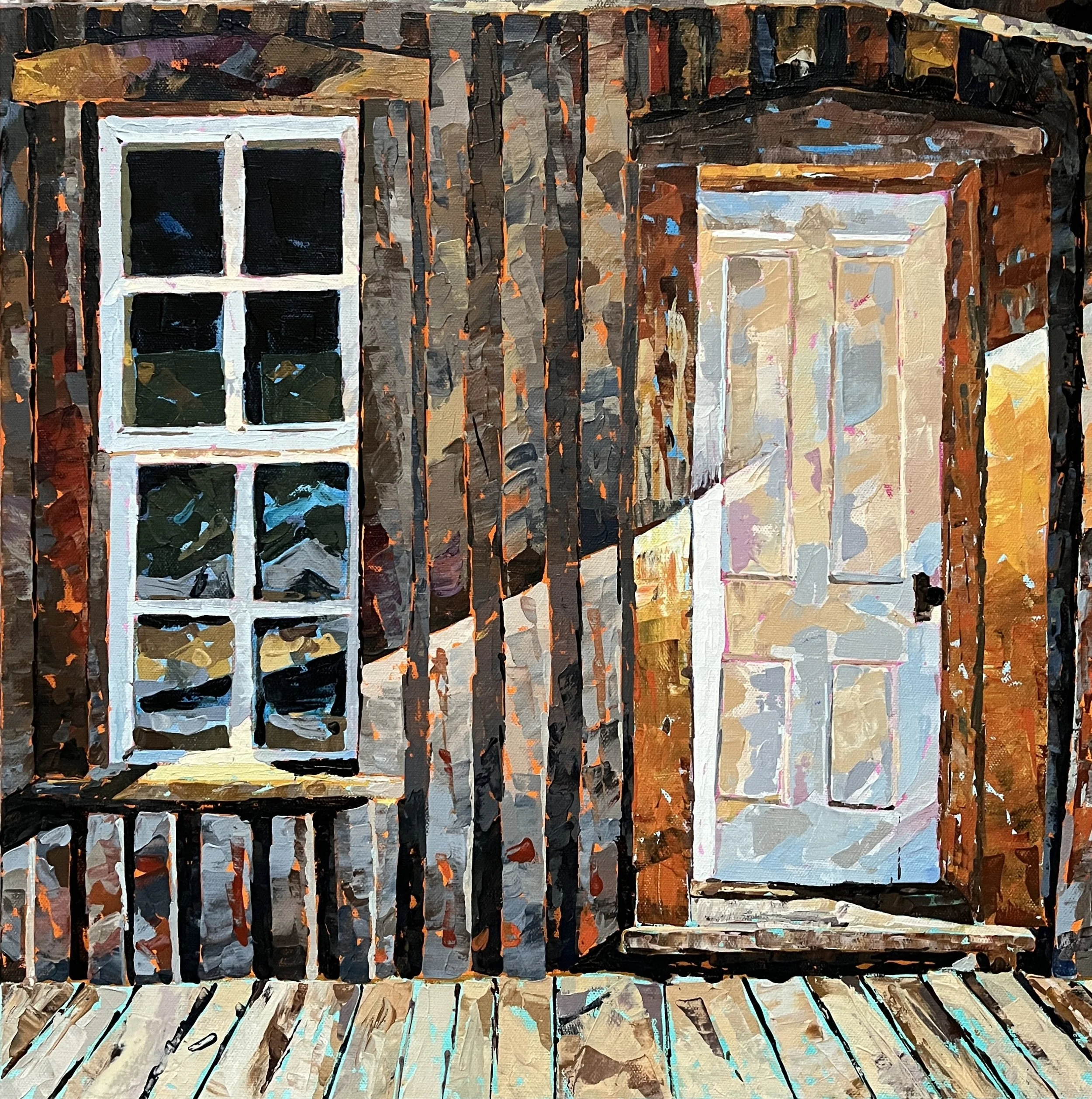 Rustic door and window painting by Lisa Seaman