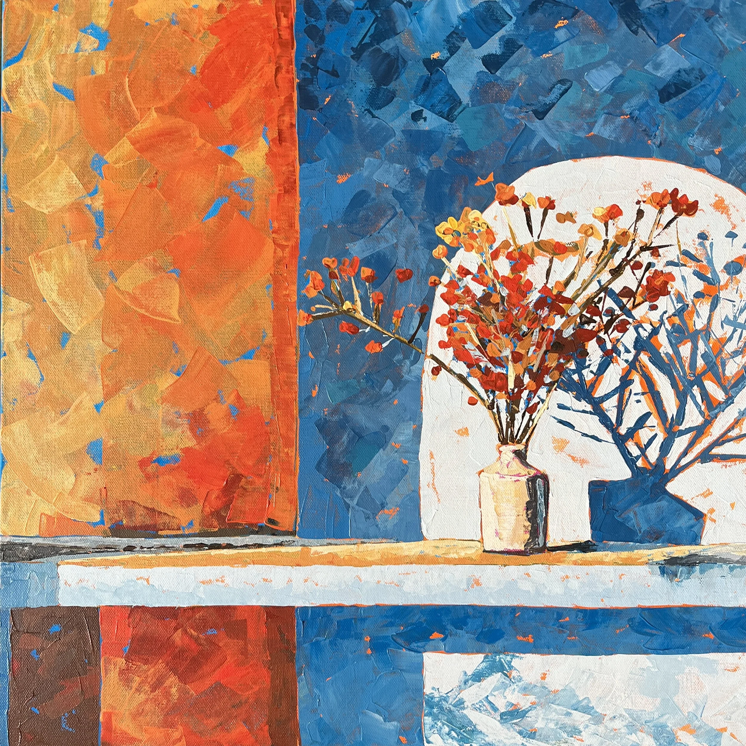 Vase of flowers with shadows