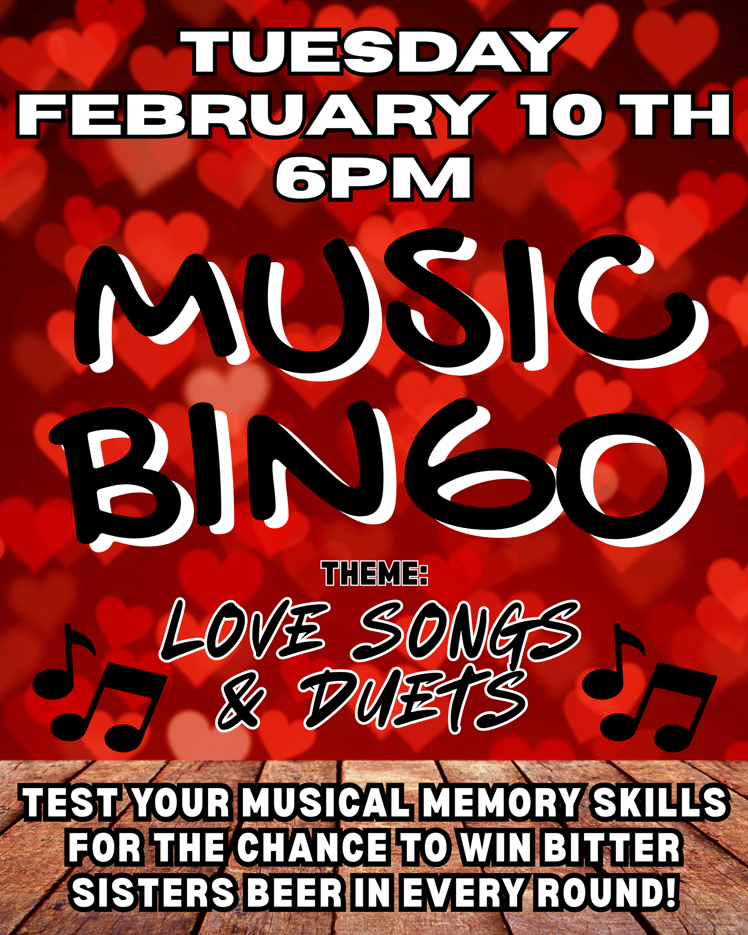 Music Bingo: Love Songs & Duets