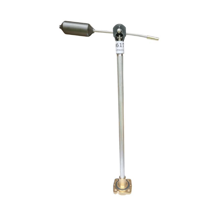 Un instrumento científico de aire, con un tubo largo, una base y un manómetro en un extremo.