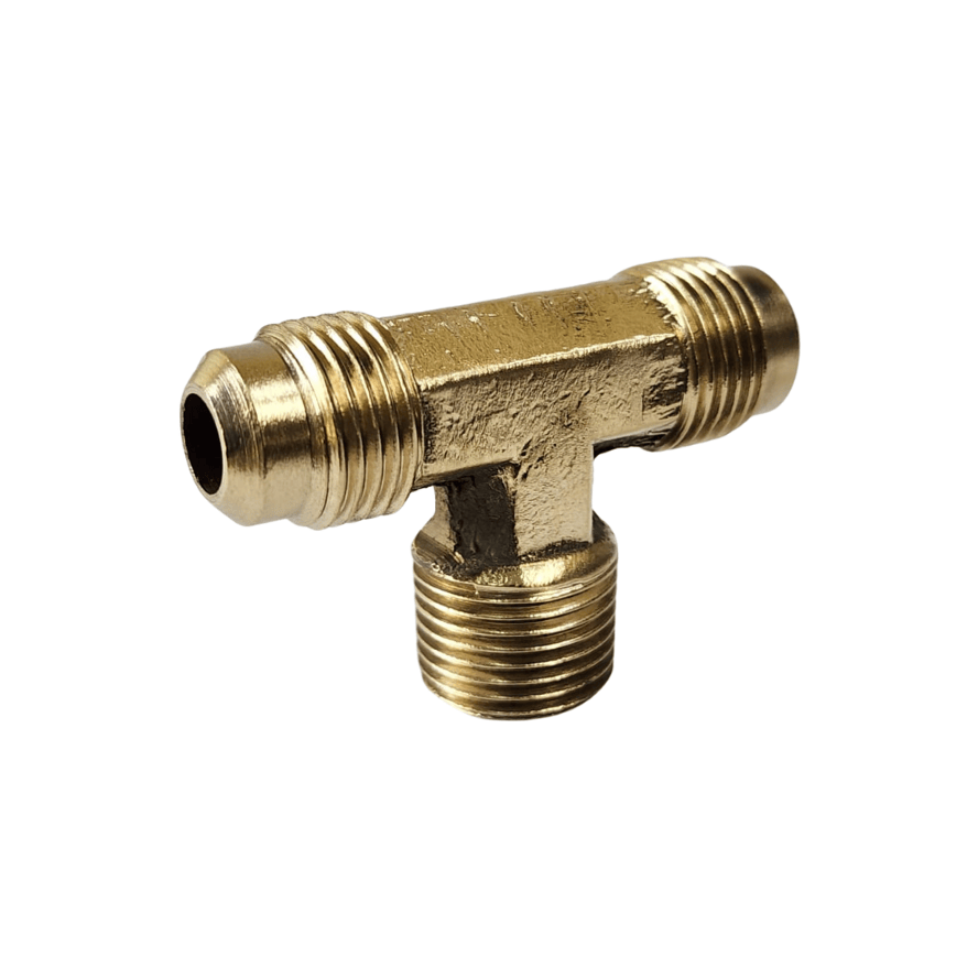 “T” terminal latón 3/8” MFLARE x 3/8” MFLARE x 3/8” MNPT