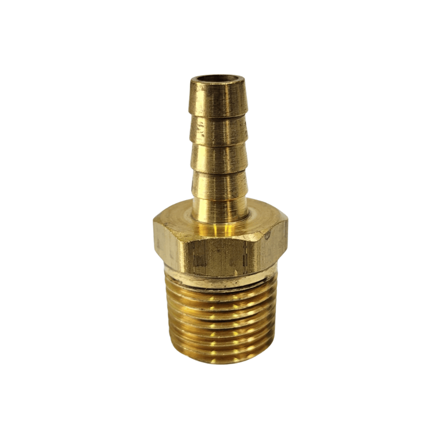 Unión espiga latón 3/8” manguera x 1/2” MNPT
