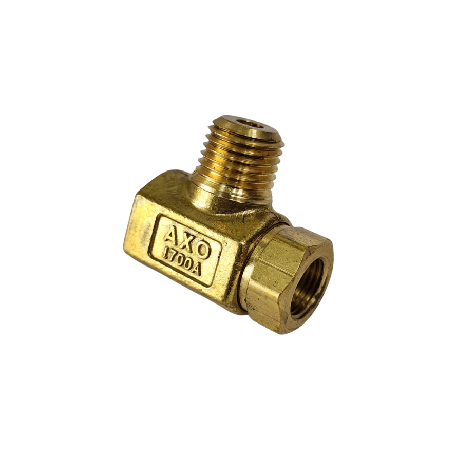 “T” check latón 7/16” INV x 7/16” INV x 1/4” MNPT