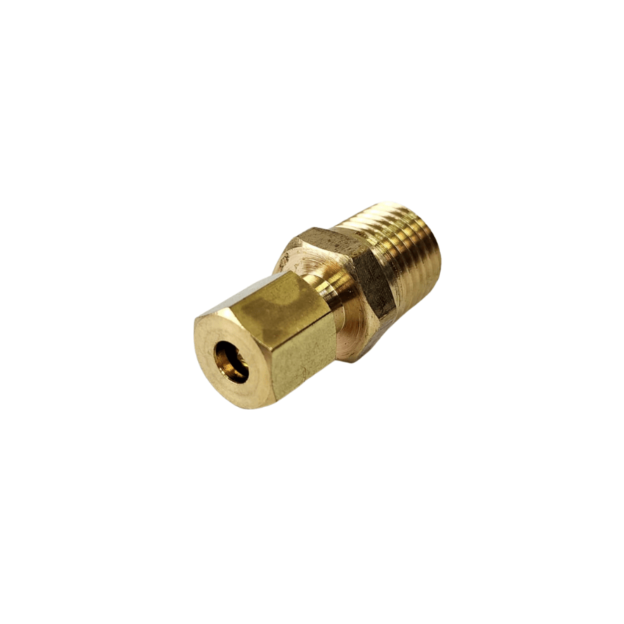 Niple terminal latón para gas LP 3/16" Compresión x 1/4"MNPT