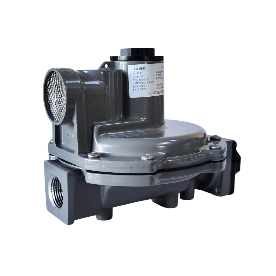 Regulador Fisher, etapa única, 950.000 BTU/H, Entrada 1/4” HNPT - Salida 3/4” HNPT, 1/2 PSI -800340