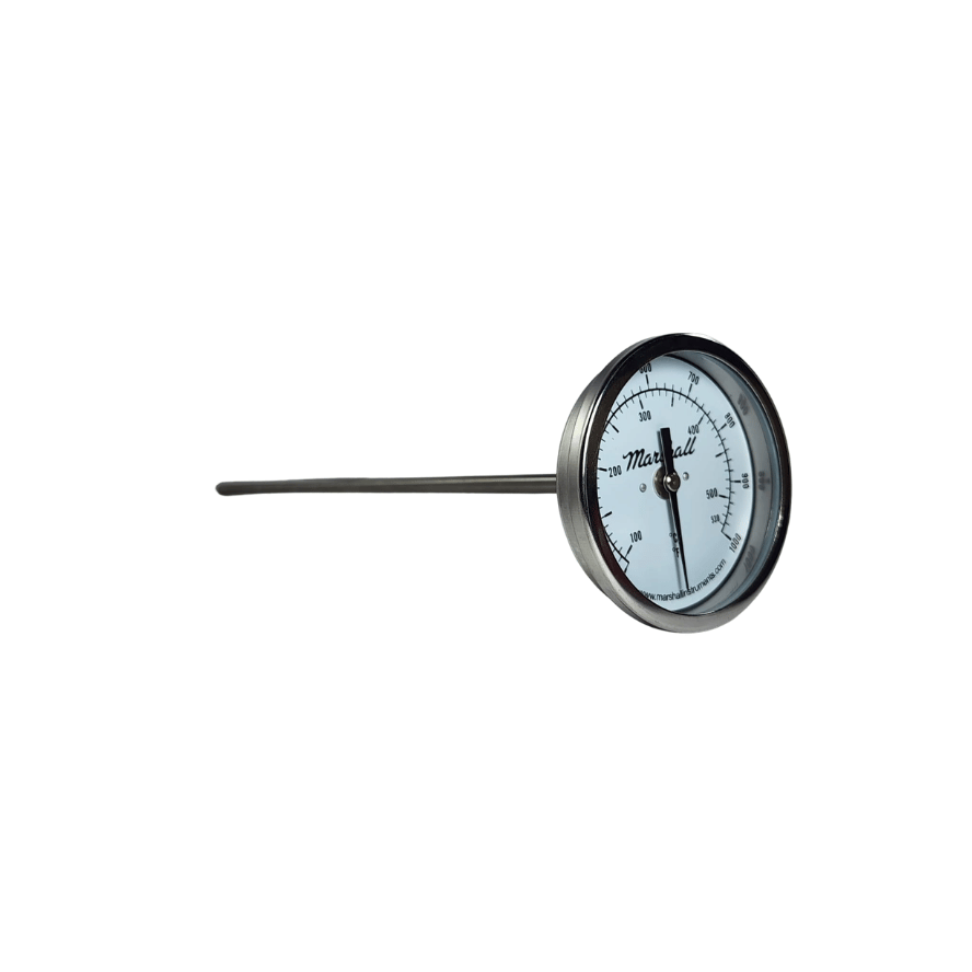 Termómetro Análogo de 3" con Conexión 1/2" NPT y Bulbo de 12" – 200 °F a 1000 °F