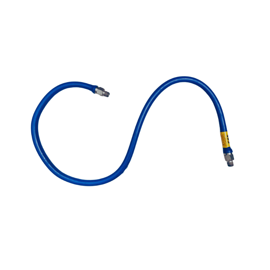 Manguera azul de uso industrial o cerrajero en forma curva