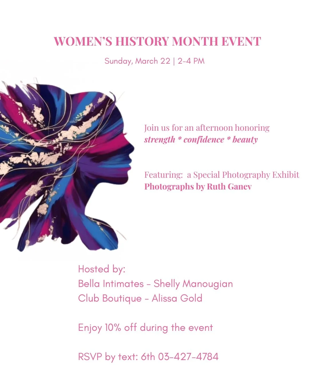 Join us for a fun afternoon celebrating Women's History Month! There will be discounts, raffles and more!