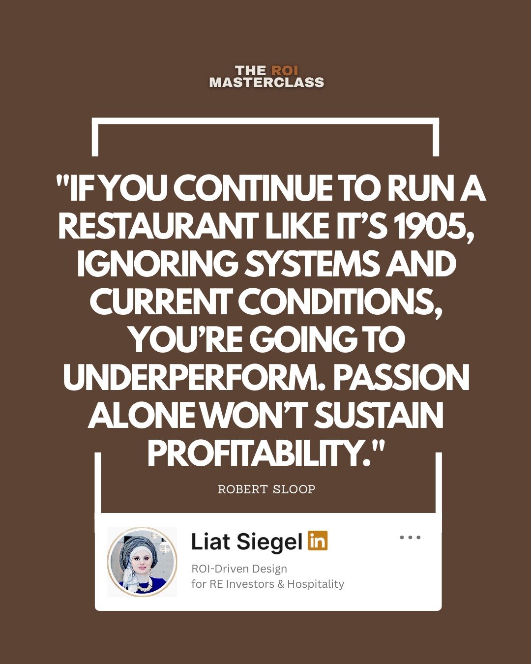 &ldquo;Passion won&rsquo;t save a business without systems.&rdquo; &mdash; Robert Sloop

Modern markets demand modern operations.

This quote comes from my podcast The ROI Masterclass Podcast with Robert Sloop.

👇 Full episode + playlists in the com