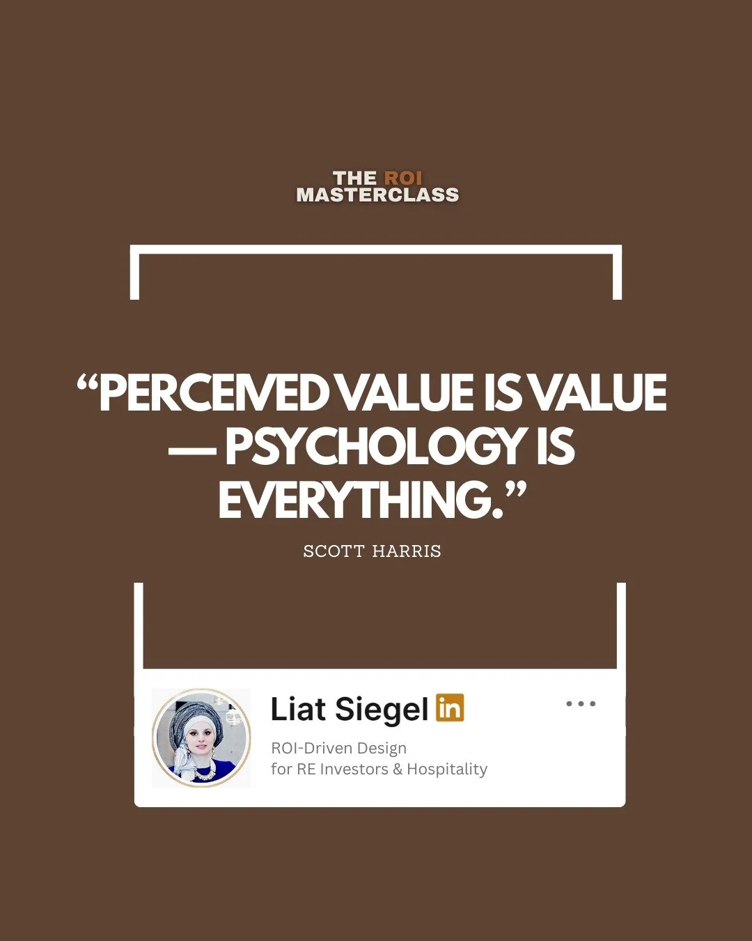&ldquo;Perceived value is real value.&rdquo; &mdash; Scott Harris

If you ignore psychology, you ignore ROI.

This quote comes from my podcast The ROI Masterclass Podcast with Scott Harris.

👇 Full episode + playlists in the comments.

#PerceivedVal
