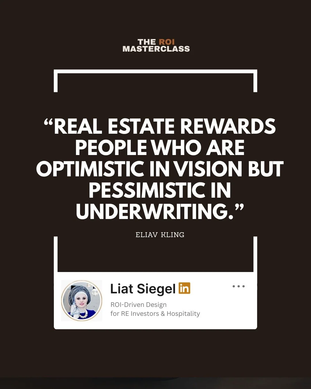 &ldquo;Dream big. Underwrite bigger.&rdquo; &mdash; Eliav Kling

Optimism finds deals.
Discipline keeps them.

This quote comes from my podcast The ROI Masterclass Podcast with Eliav Kling.
👇 Full episode + playlists in the comments.

🎙 @eliavkling