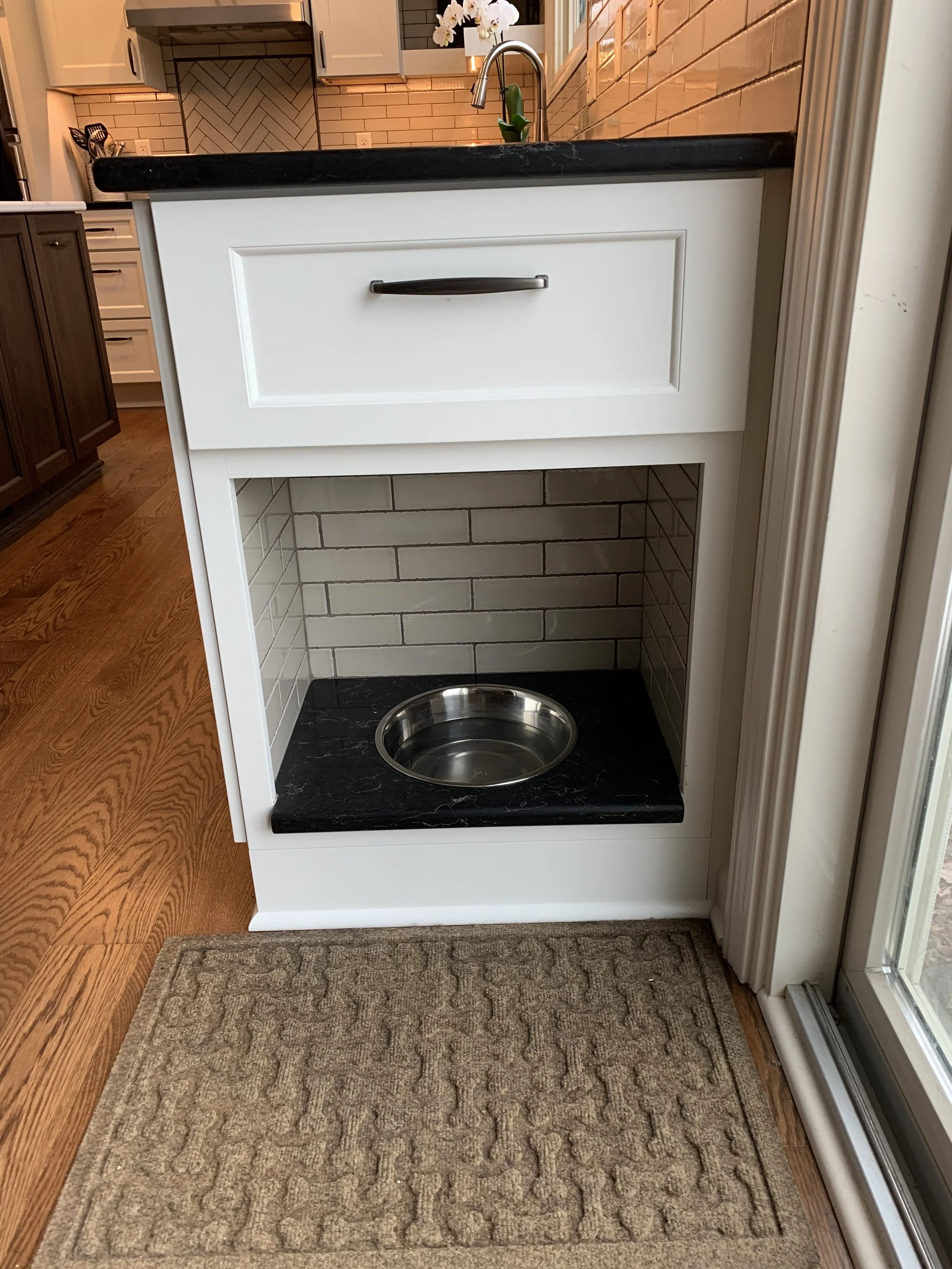 Custom dog dish, kitchen remodel, Ann Arbor
