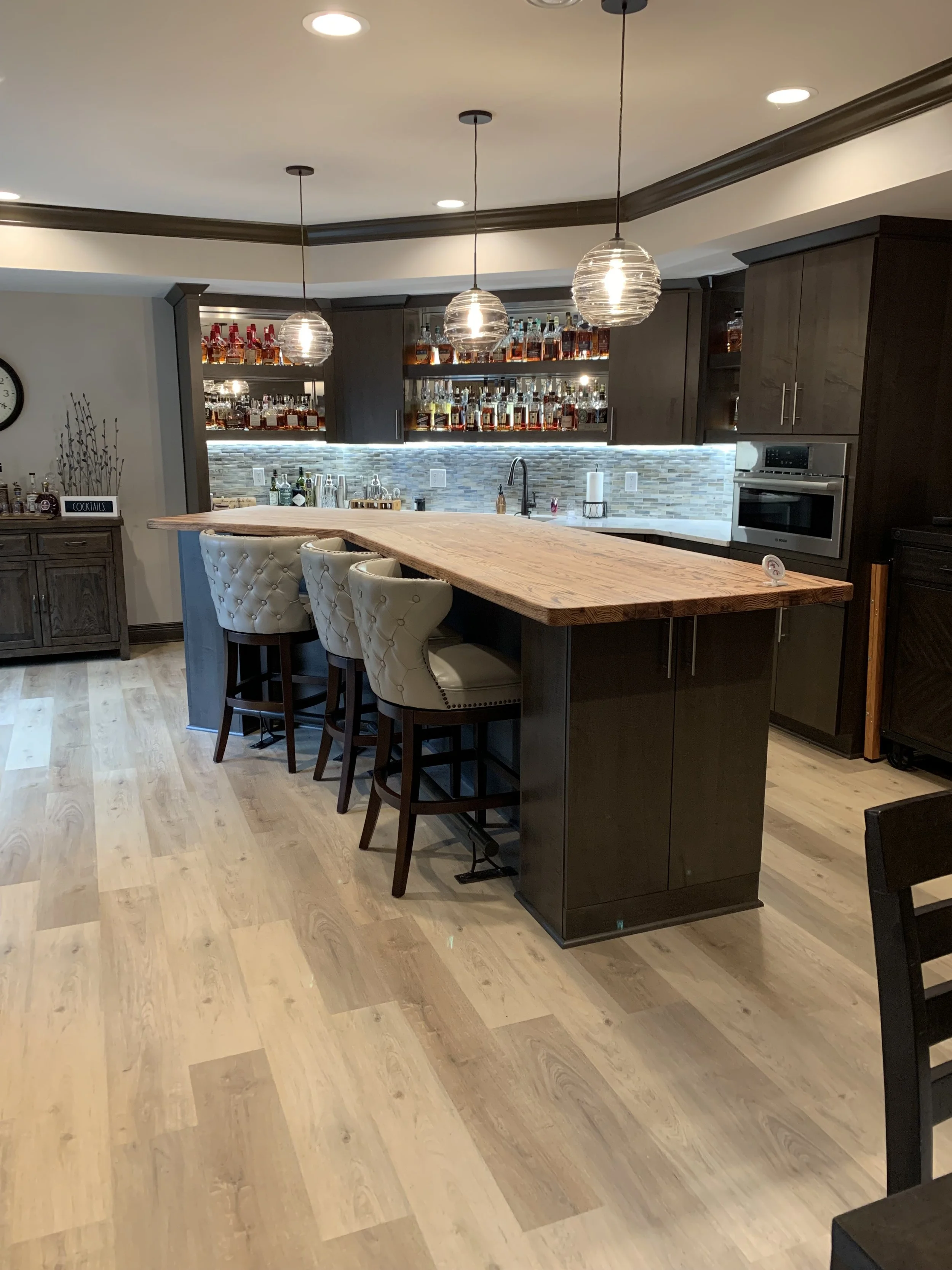 Basement bar, Bourbon collector, Ann Arbor, Basement remodel