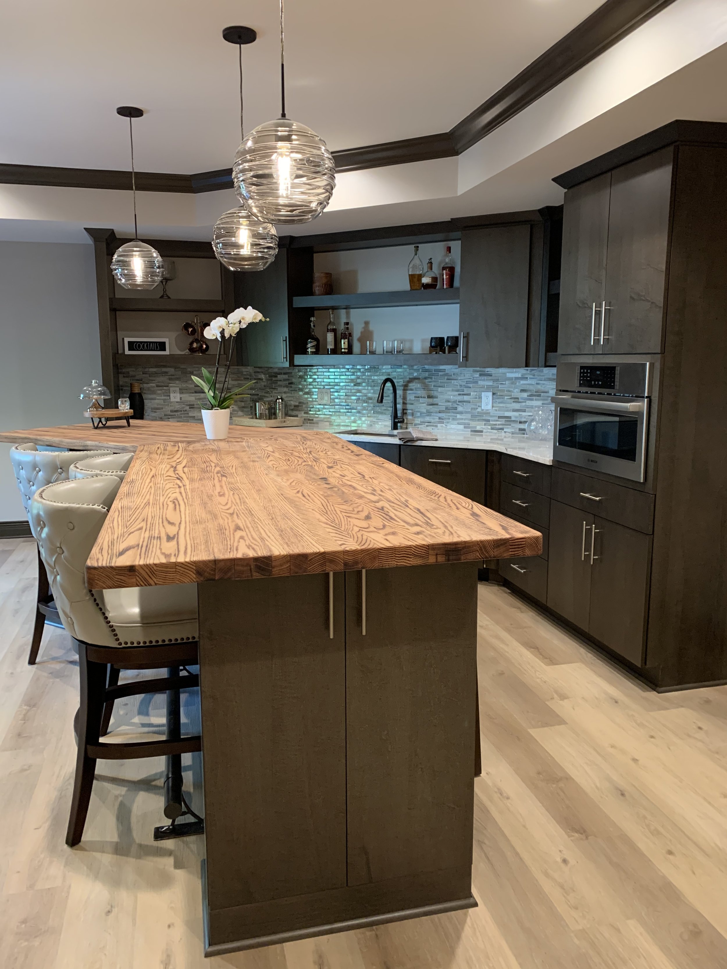 Custom wood countertop, basement remodel Ann Arbor