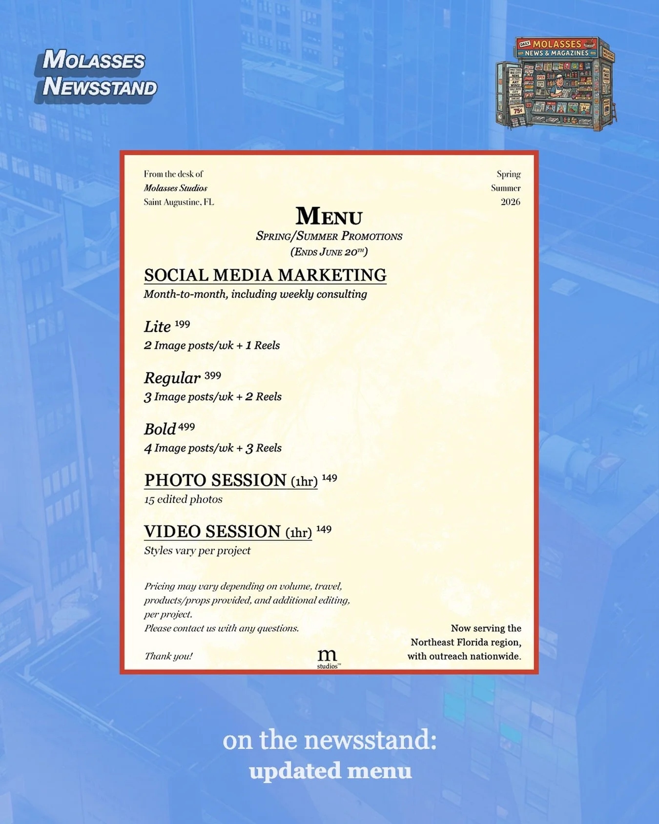 on the newsstand: updated menu