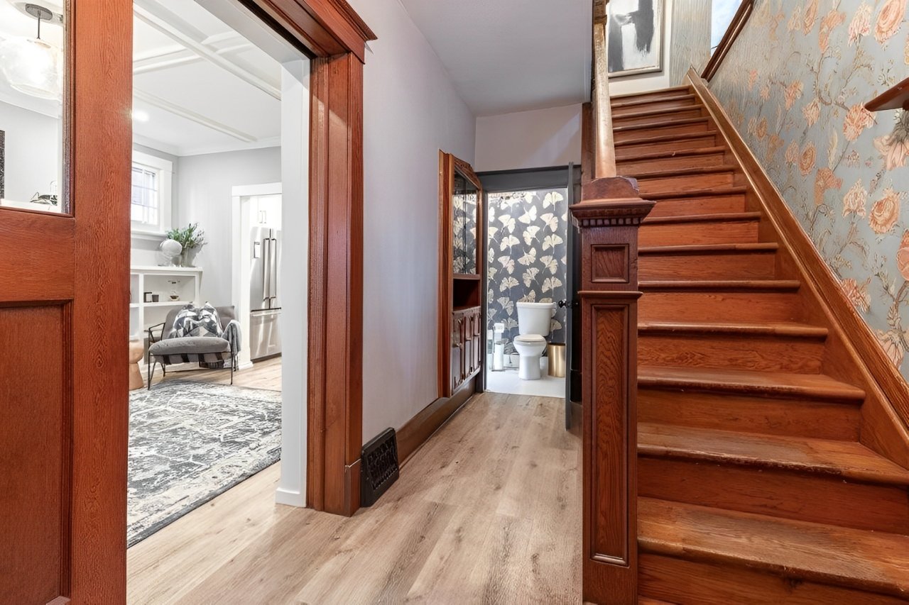Old North London, Ontario main floor kitchen bathroom renovation
Wood staircase
Interior design London, Ontario
Renovation London, Ontario