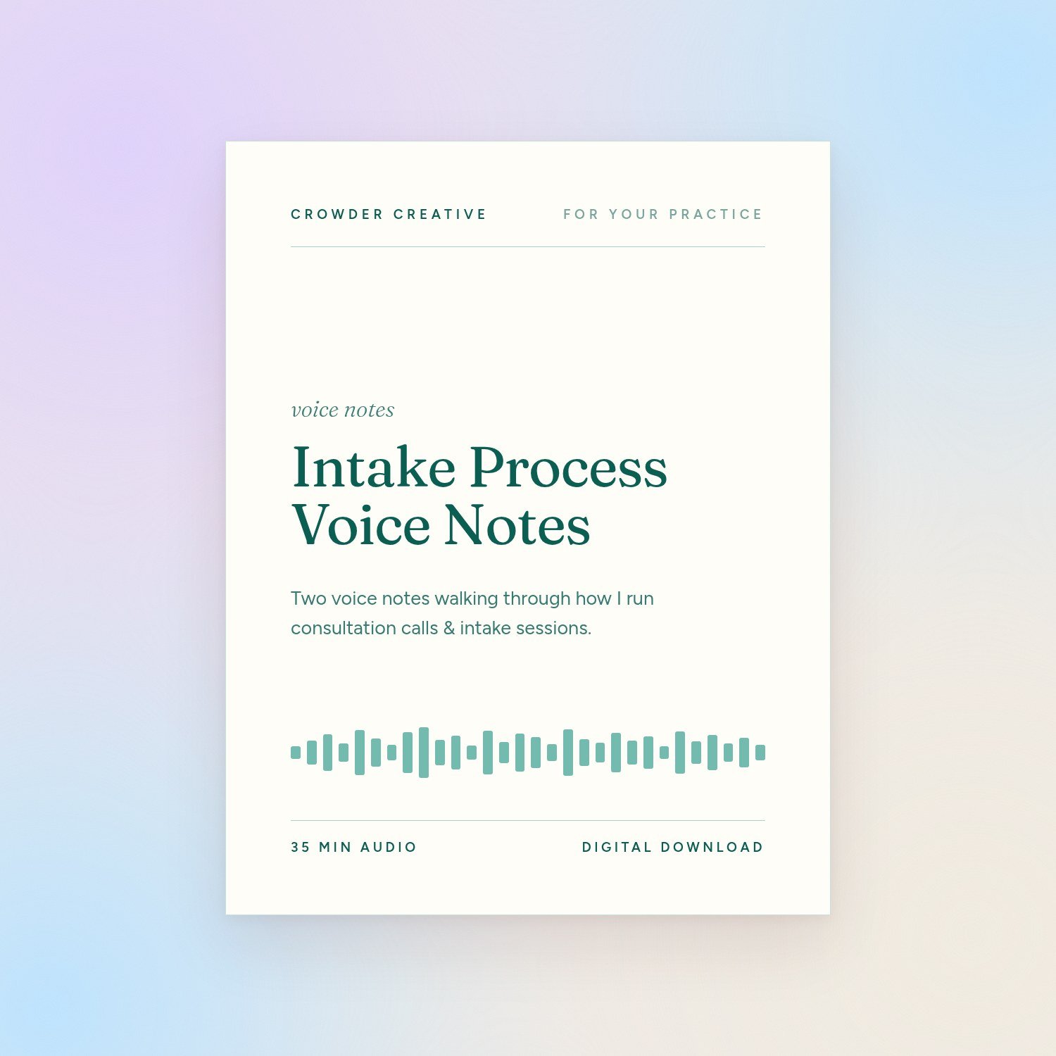 Intake Process Voice Notes | Consultation Call & Intake Training