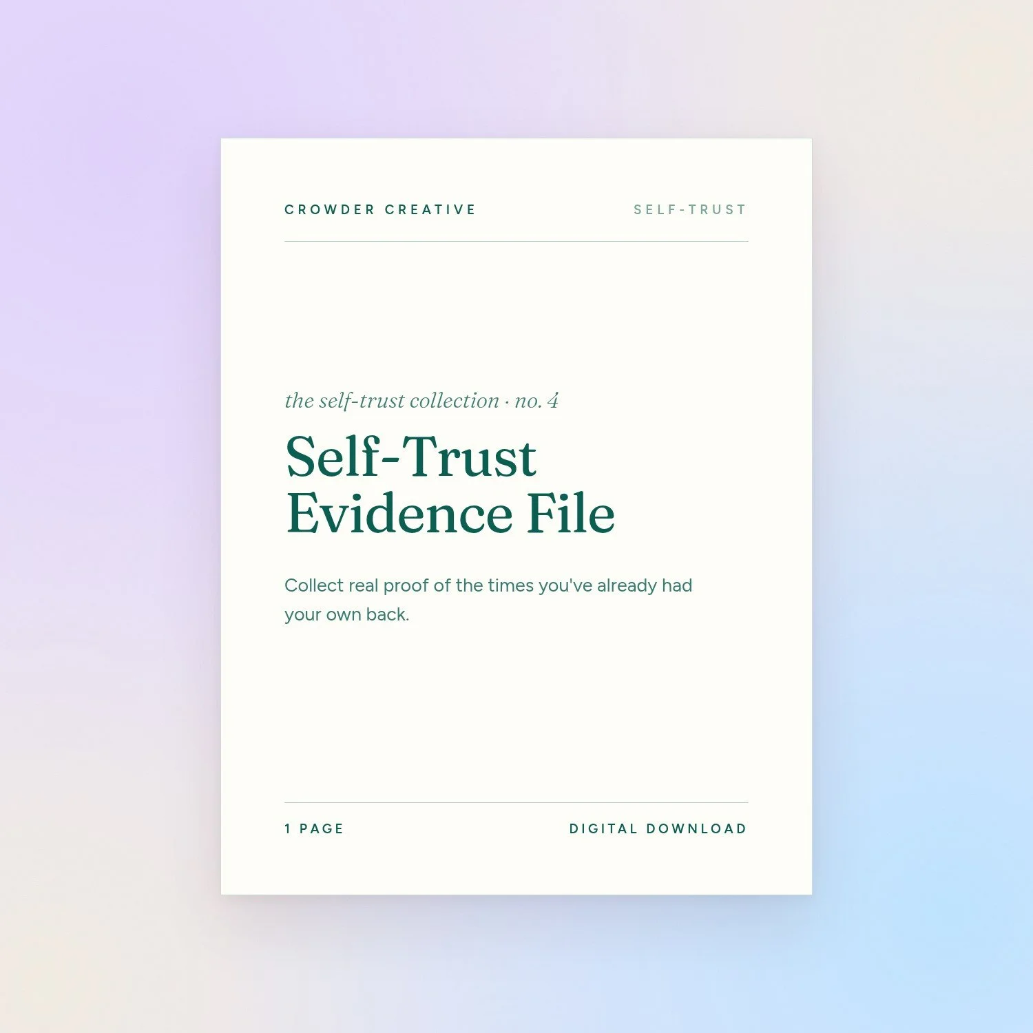 Self-Trust Evidence File | Self-Trust Building Worksheet
