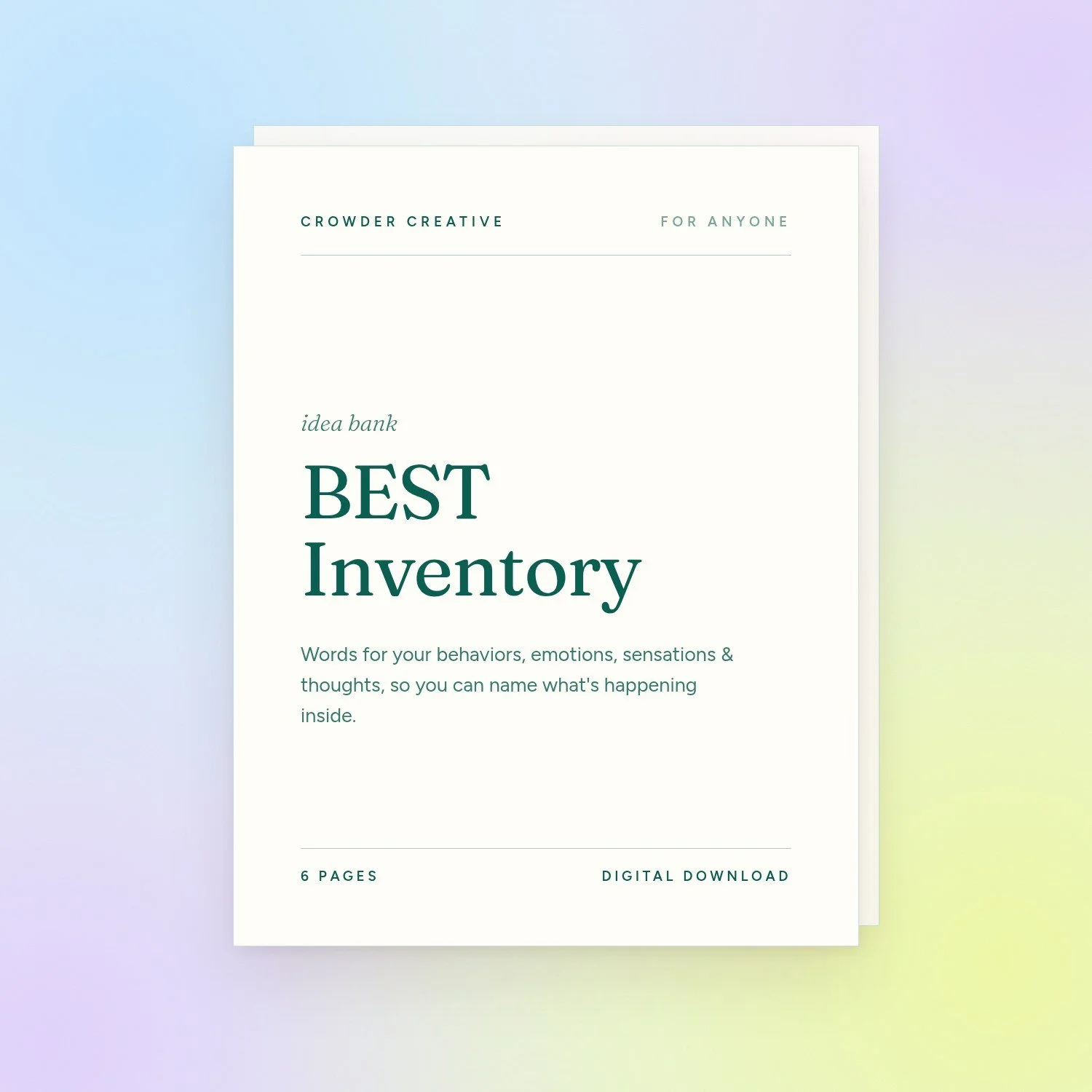 BEST Inventory | Emotions, Sensations & Thoughts Word List