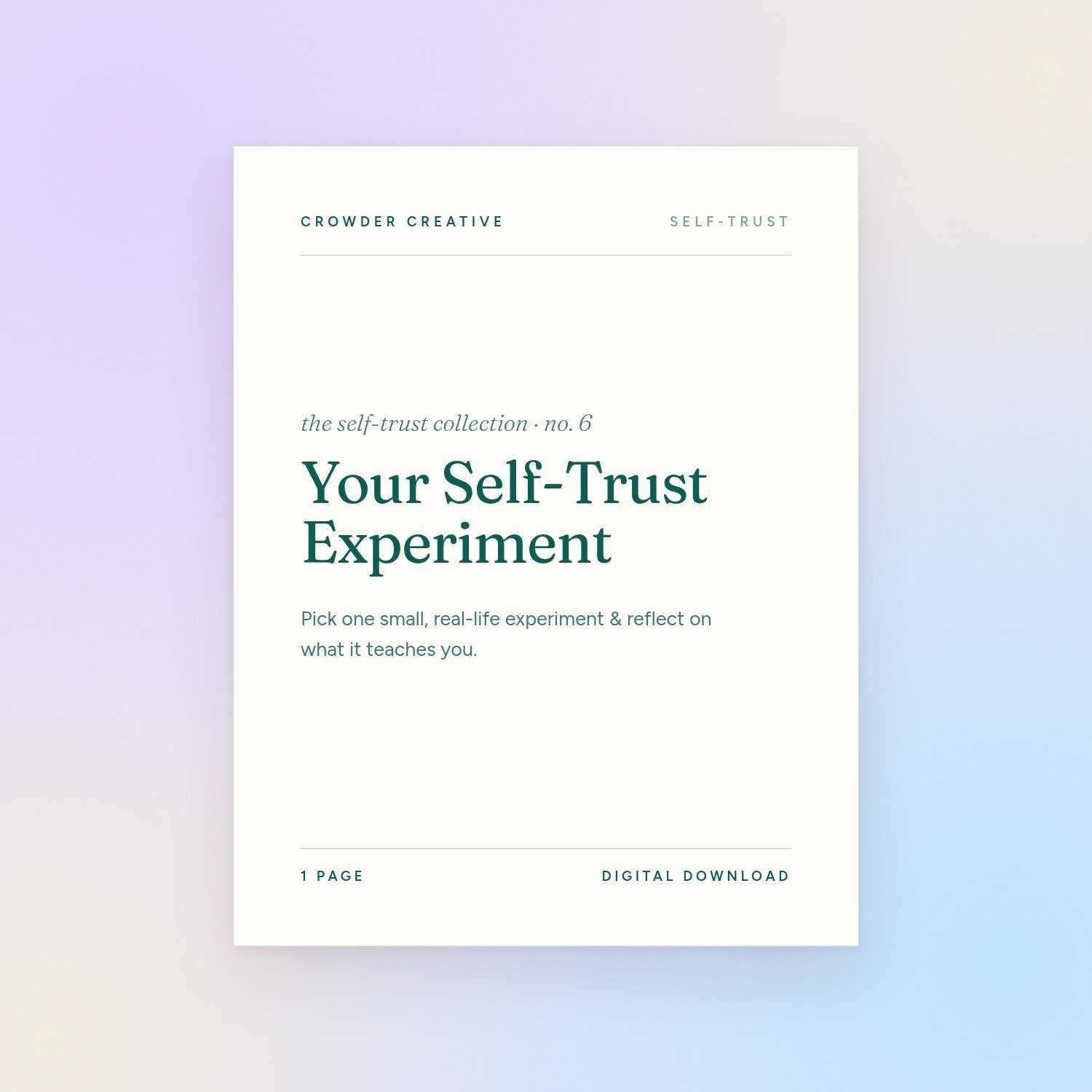Your Self-Trust Experiment | Self-Trust Practice Worksheet