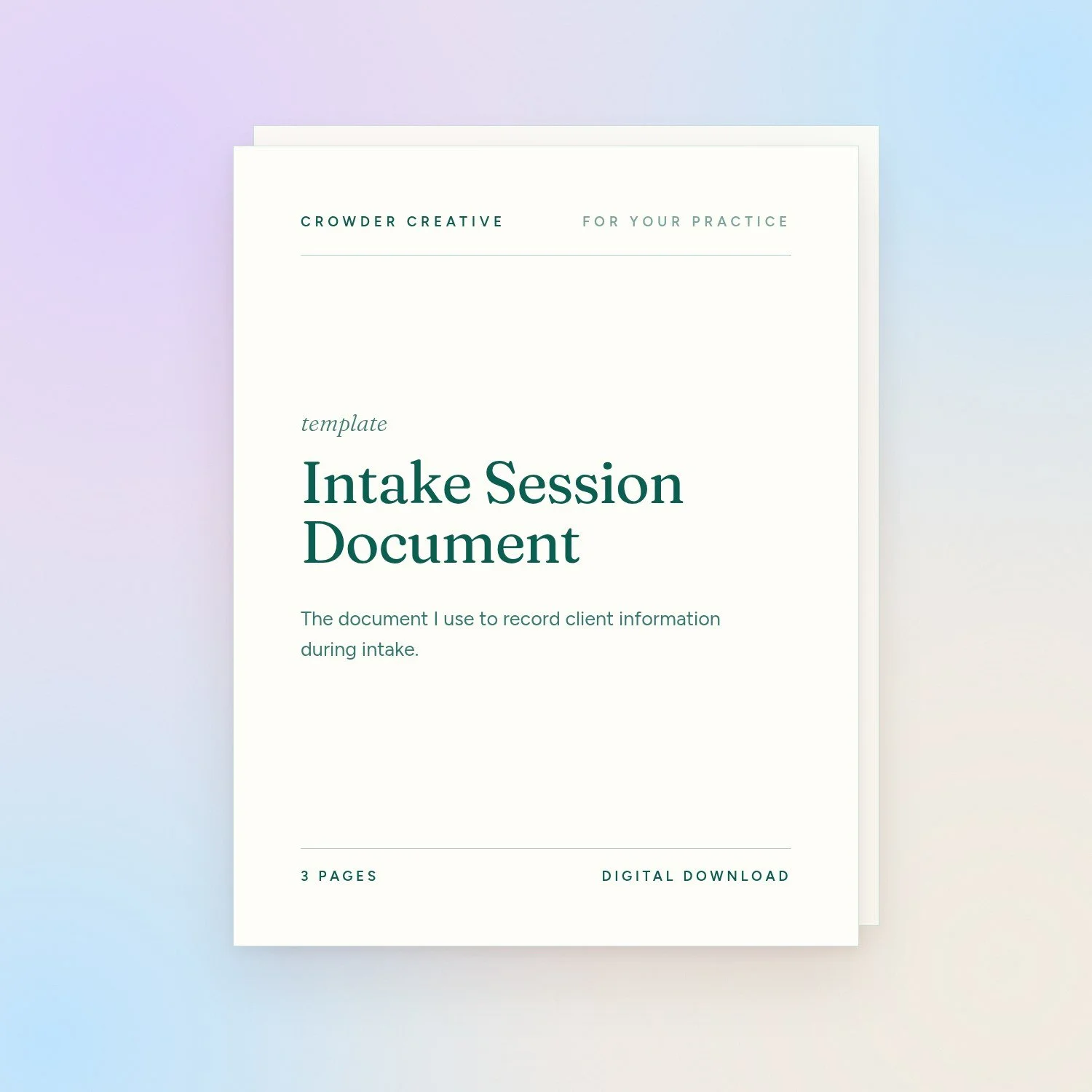 Intake Session Document | Therapy Intake Template