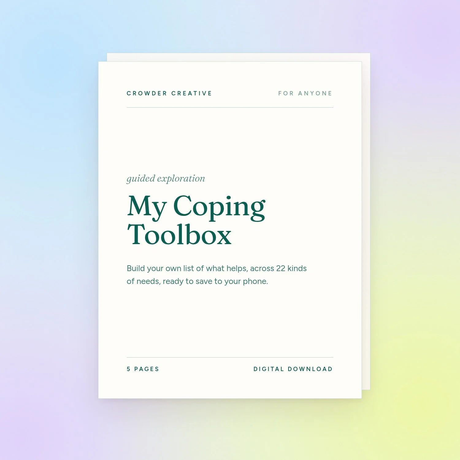 My Coping Toolbox | Personal Coping Skills Worksheet