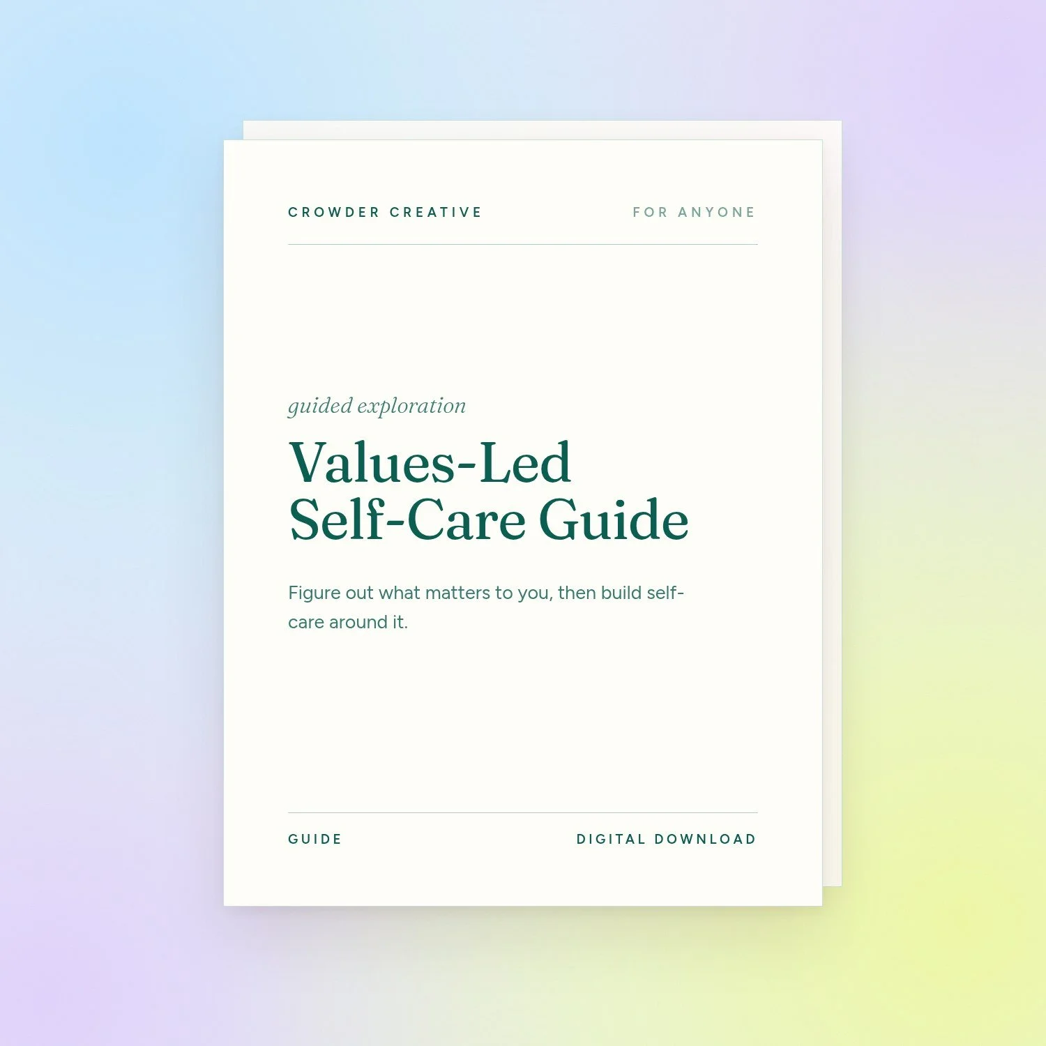 Values-Led Self-Care Guide | Values Worksheet