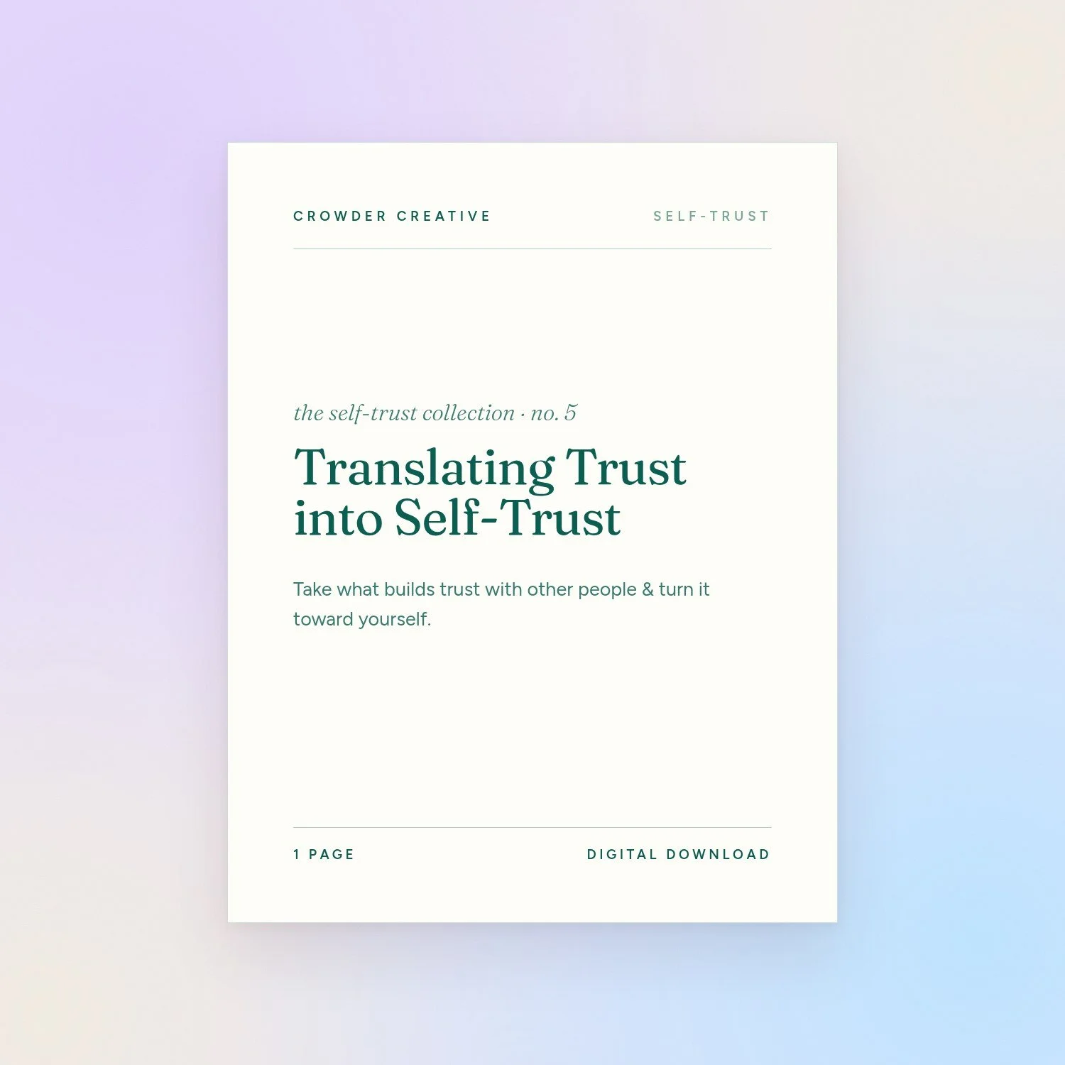 Translating Trust into Self-Trust | Self-Trust Worksheet