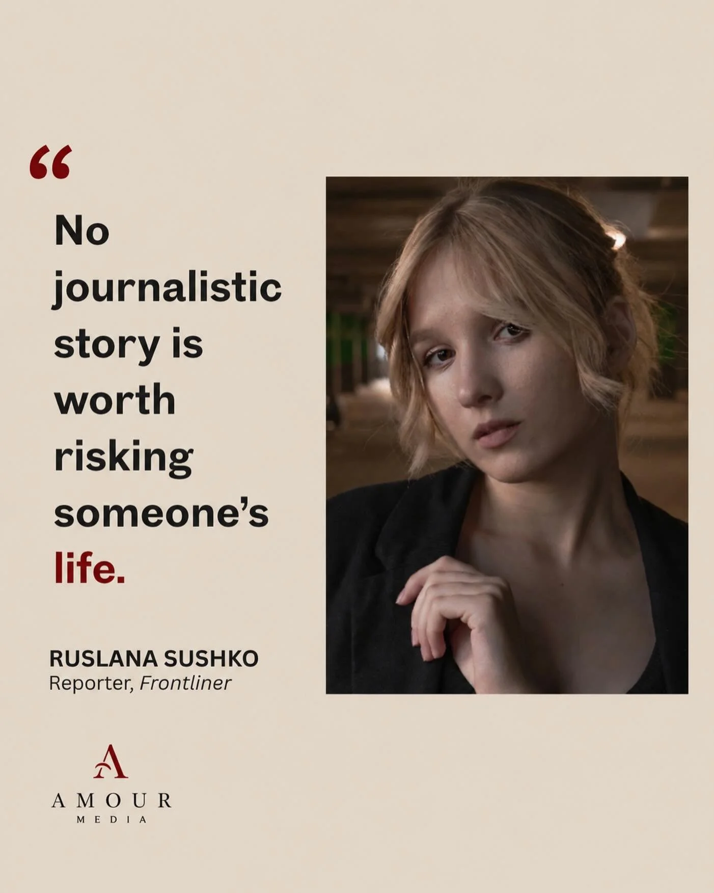 &ldquo;No journalistic story is worth risking someone&rsquo;s life.&rdquo;

From our upcoming interview with Ukrainian journalist Ruslana Sushko &mdash; part of Amour Media&rsquo;s next piece examining how restricted access, occupation, and exile hav