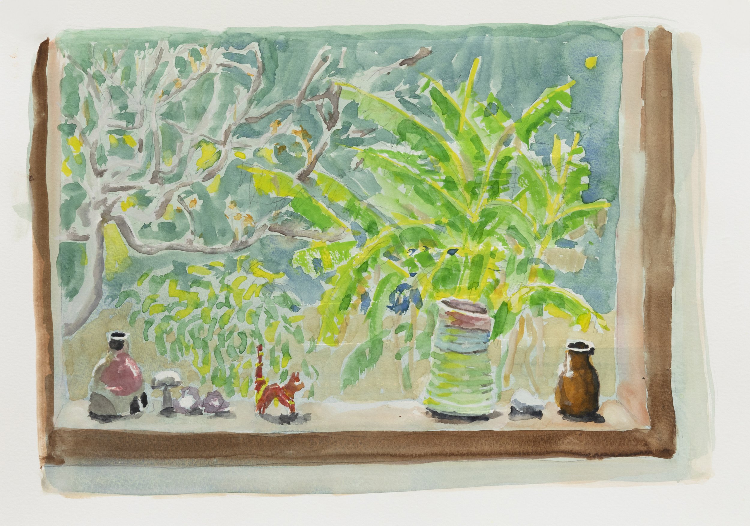 Vases, Cat, 2023, watercolour on paper, 29.5 x 42 cm