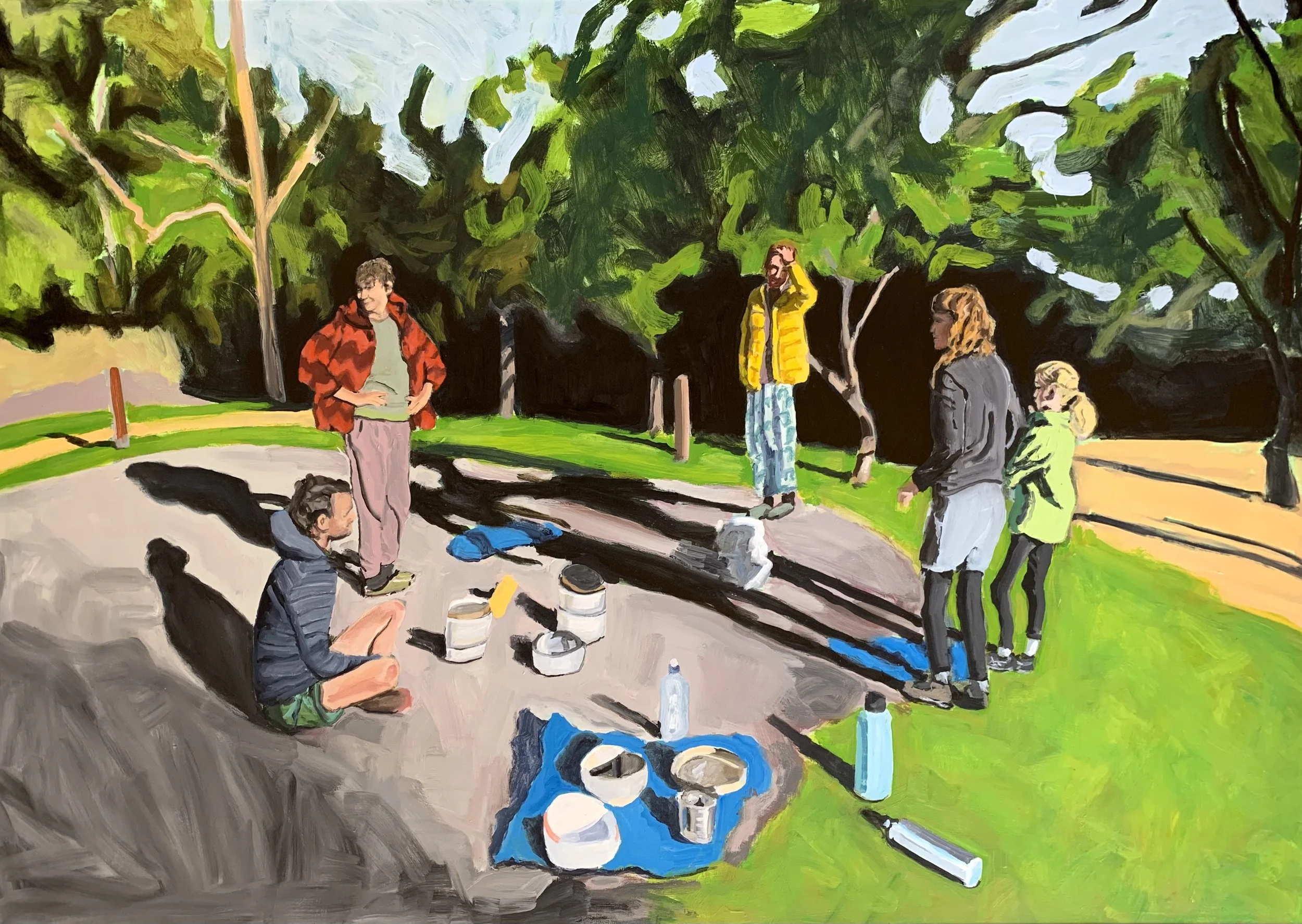 The Breakfast in the Dirt, 2025, oil on board, 81 x 115cm