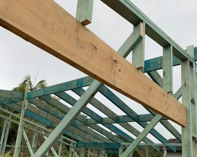 new home being built, framing and support beams