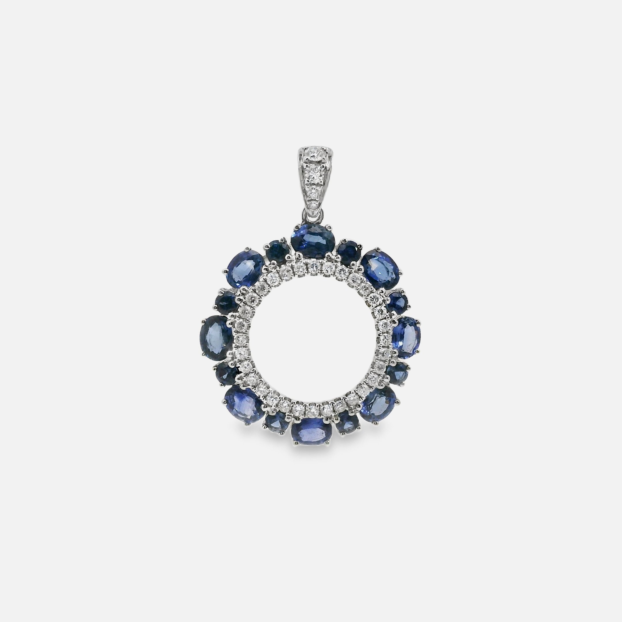 Blue Sapphire Circle Pendant