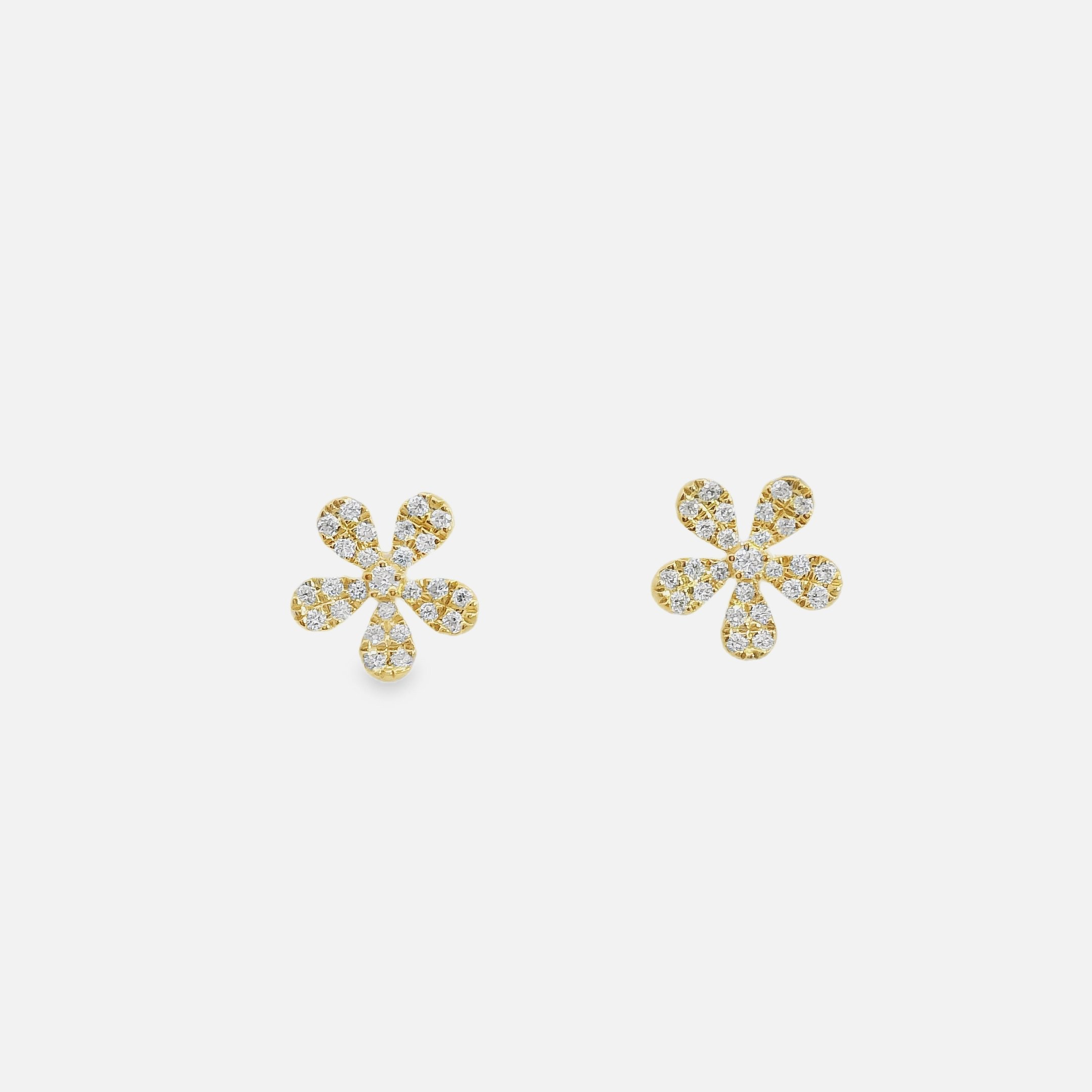 Yellow Gold Pavé Flower Studs