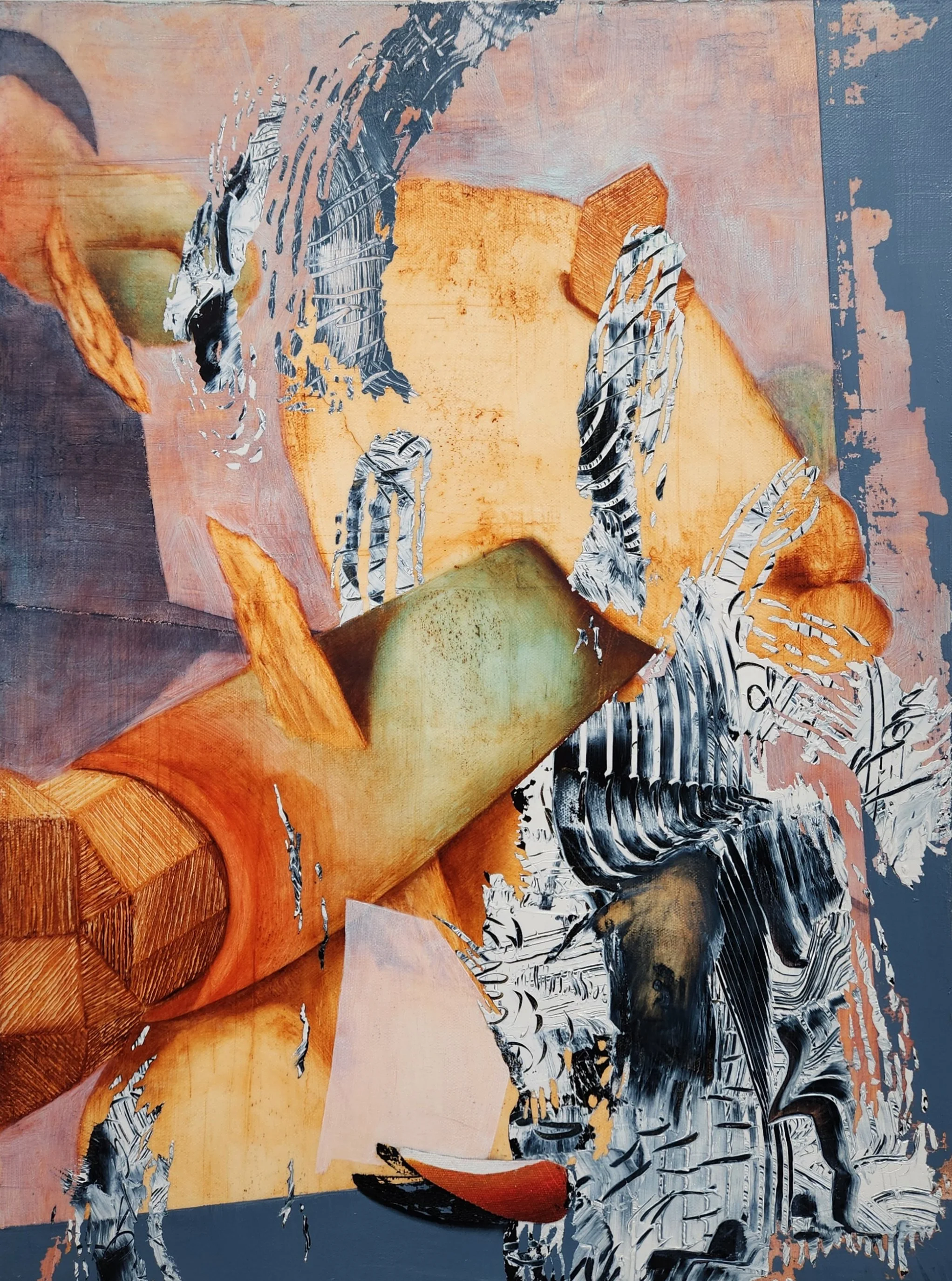 In The Womb of Numeric Father #1, 2026, Oil and acrylic on canvas, 24 x 18 inches 
