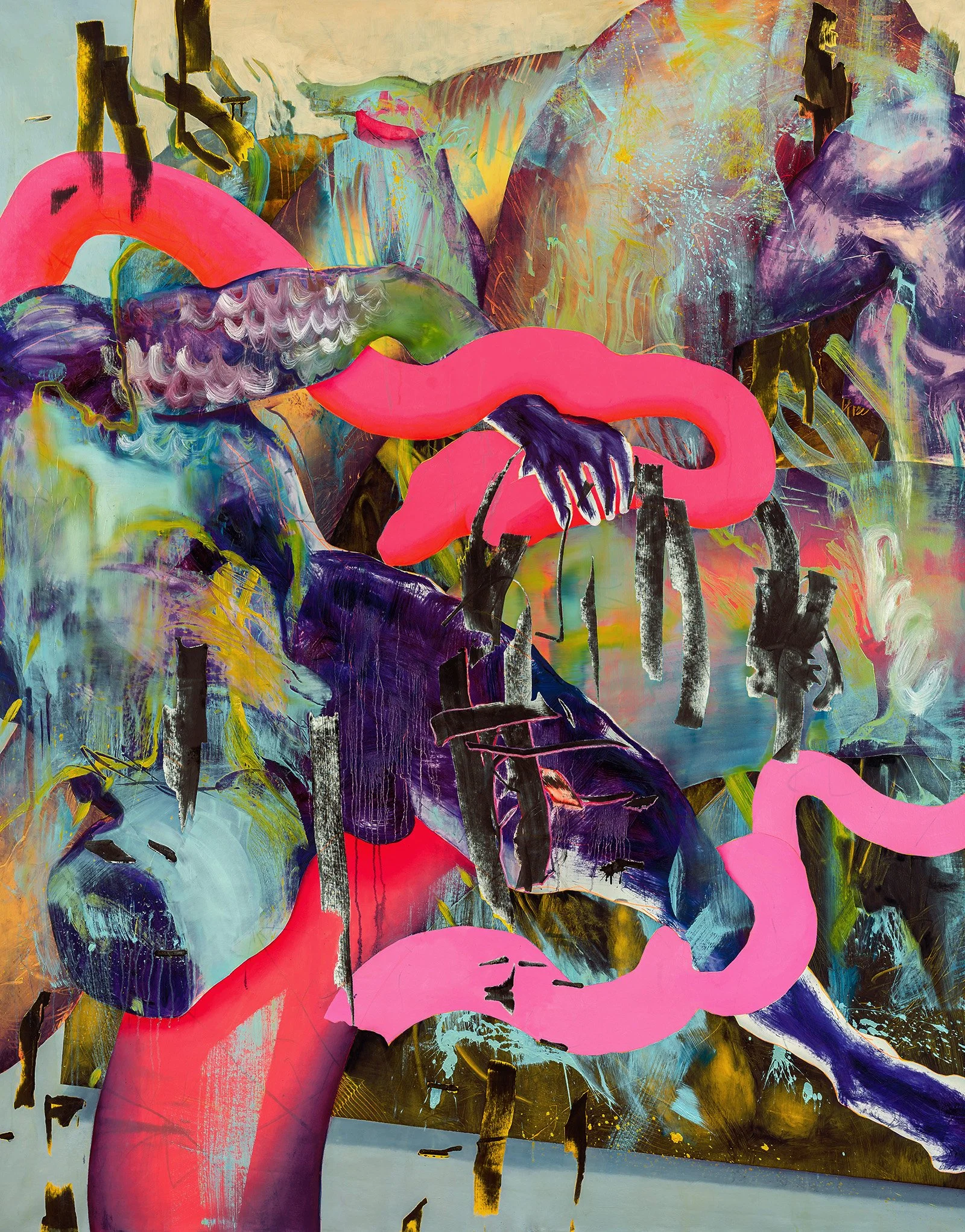 The two thousand year’s war, 2025, Oil and acrylic on canvas, 74 x 82 inches 