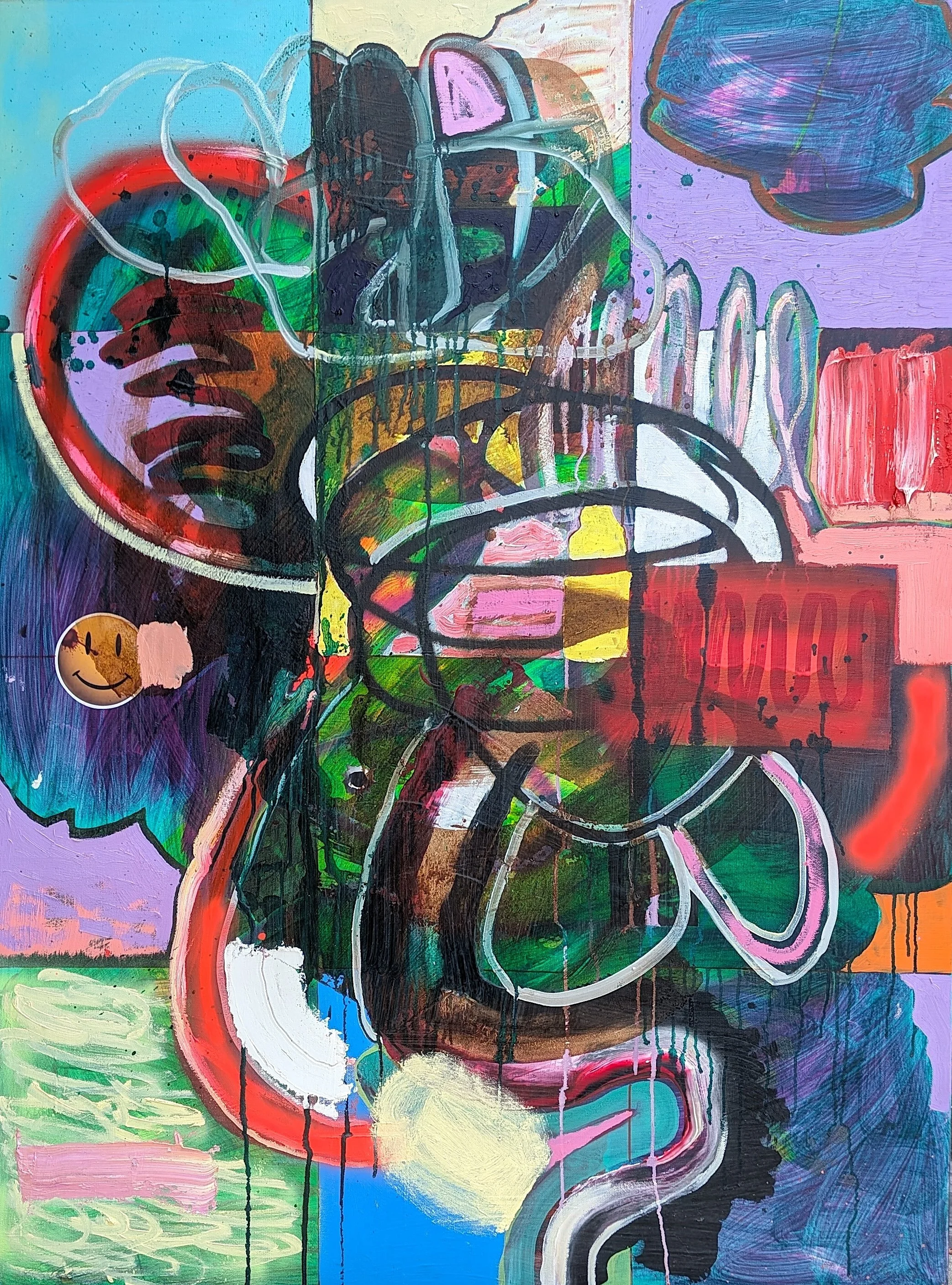 Fear & Loathing in Los Angeles #7, 2025
Oil, acrylic, spray paint, photo-transfer, on canvas, 48 x 36 inches
