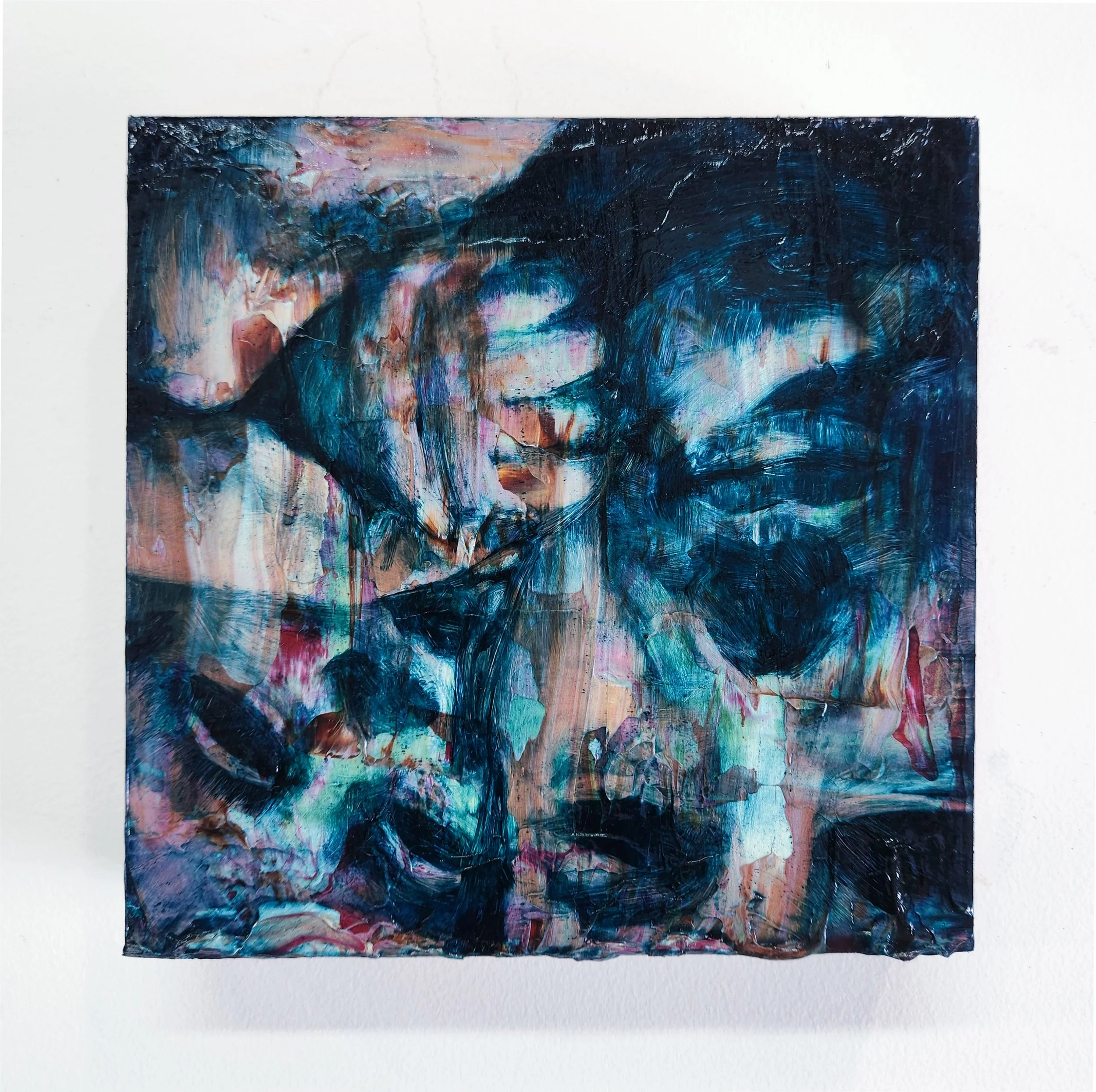 Skin-to-Skin 23.2, Oil and acrylic on canvas, 8 x 8 inches 